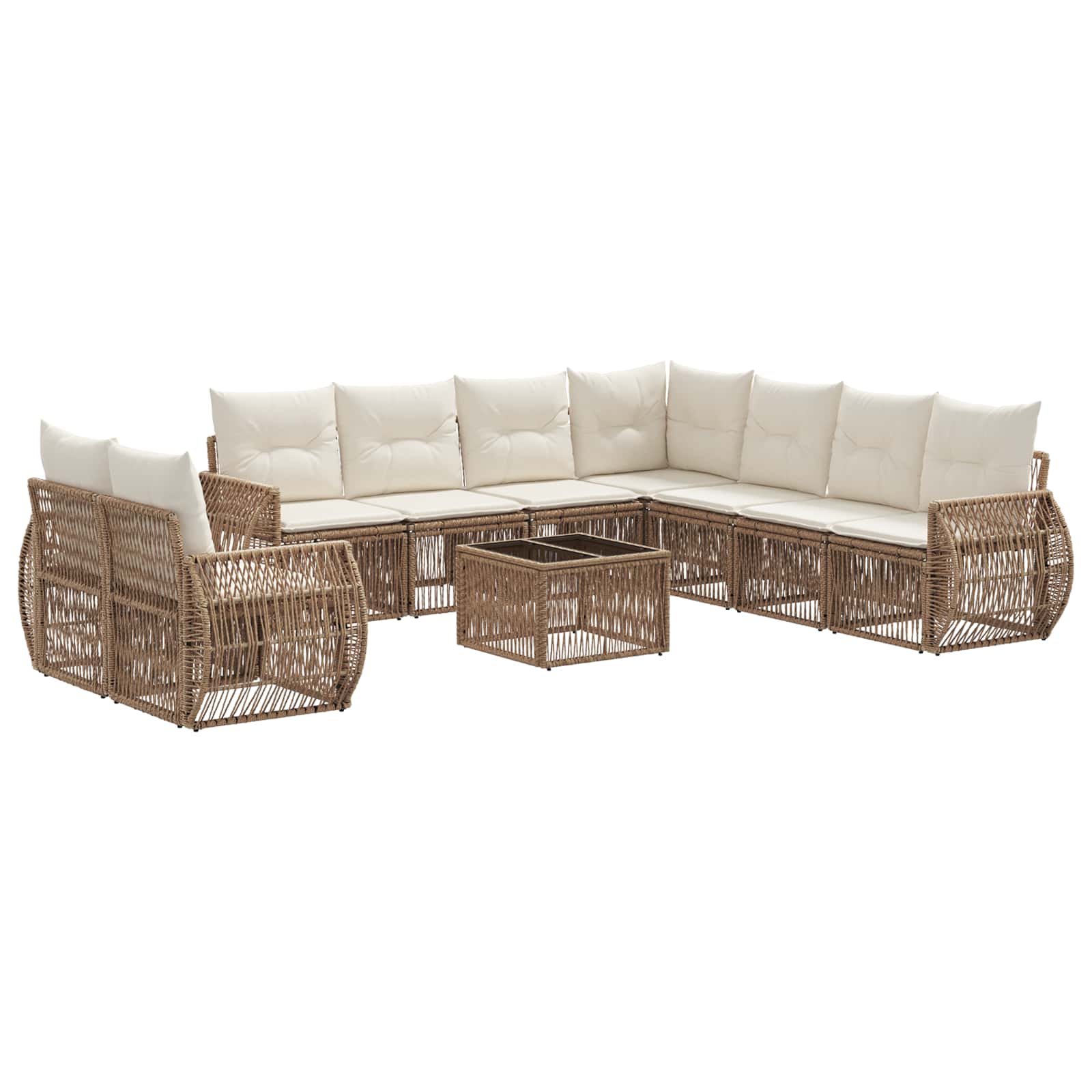 Sjedeća garnitura za vrt 10 pcs Bež i krem bijela poliratan