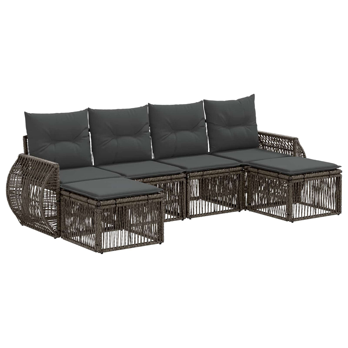 Sjedeća garnitura za vrt 6 kom. Siva i tamno siva poliratan 70 x 62 x 70 cm