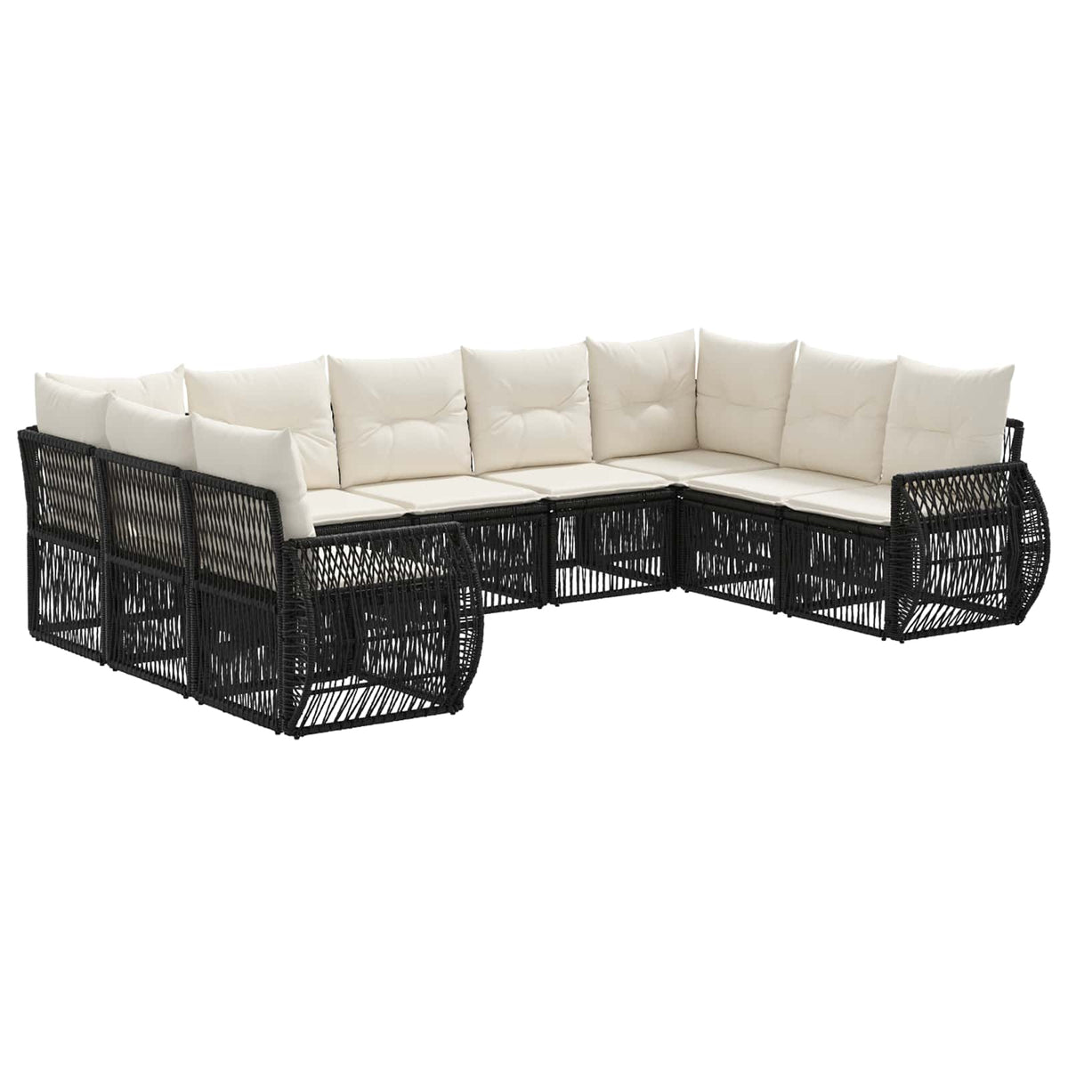 Sjedeća garnitura za vrt 9 kom. Crna i krem-bijela poliratan 70 x 62 x 70 cm