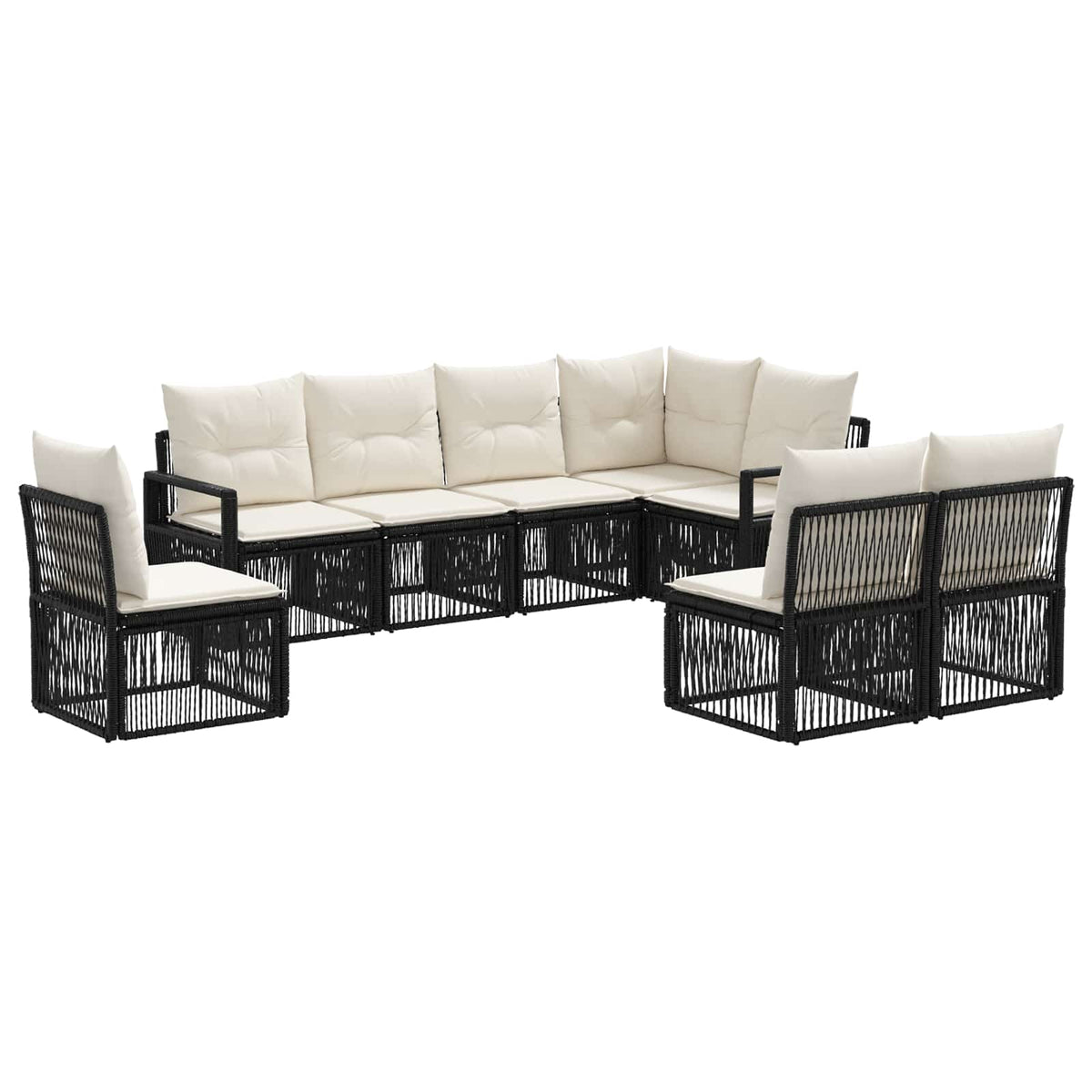 Sjedeća garnitura za vrt 8 kom. Crna poliratan 61 x 62 x 70 cm