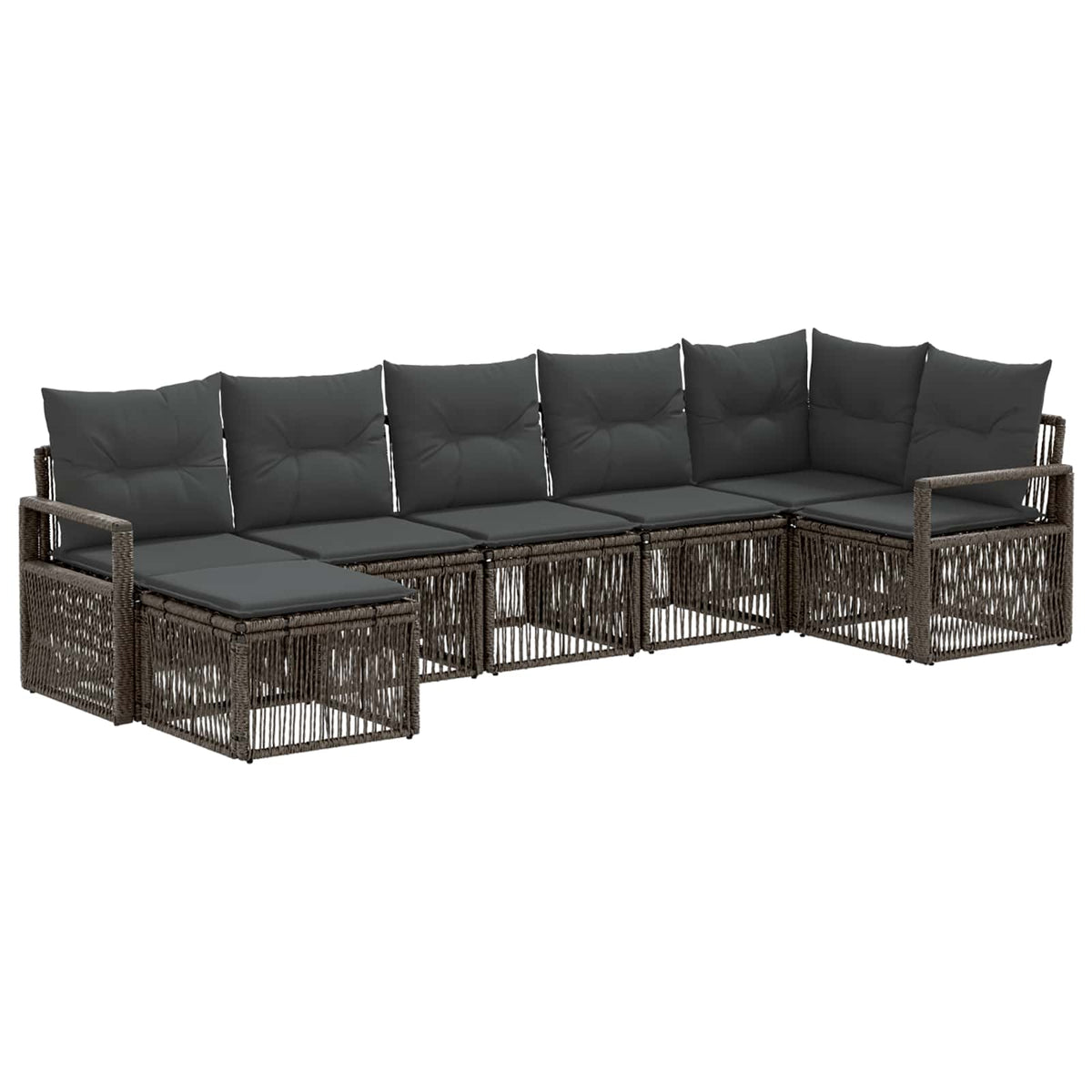 Sjedeća garnitura za vrt 7 kom. Siva poliratan 61 x 62 x 70 cm