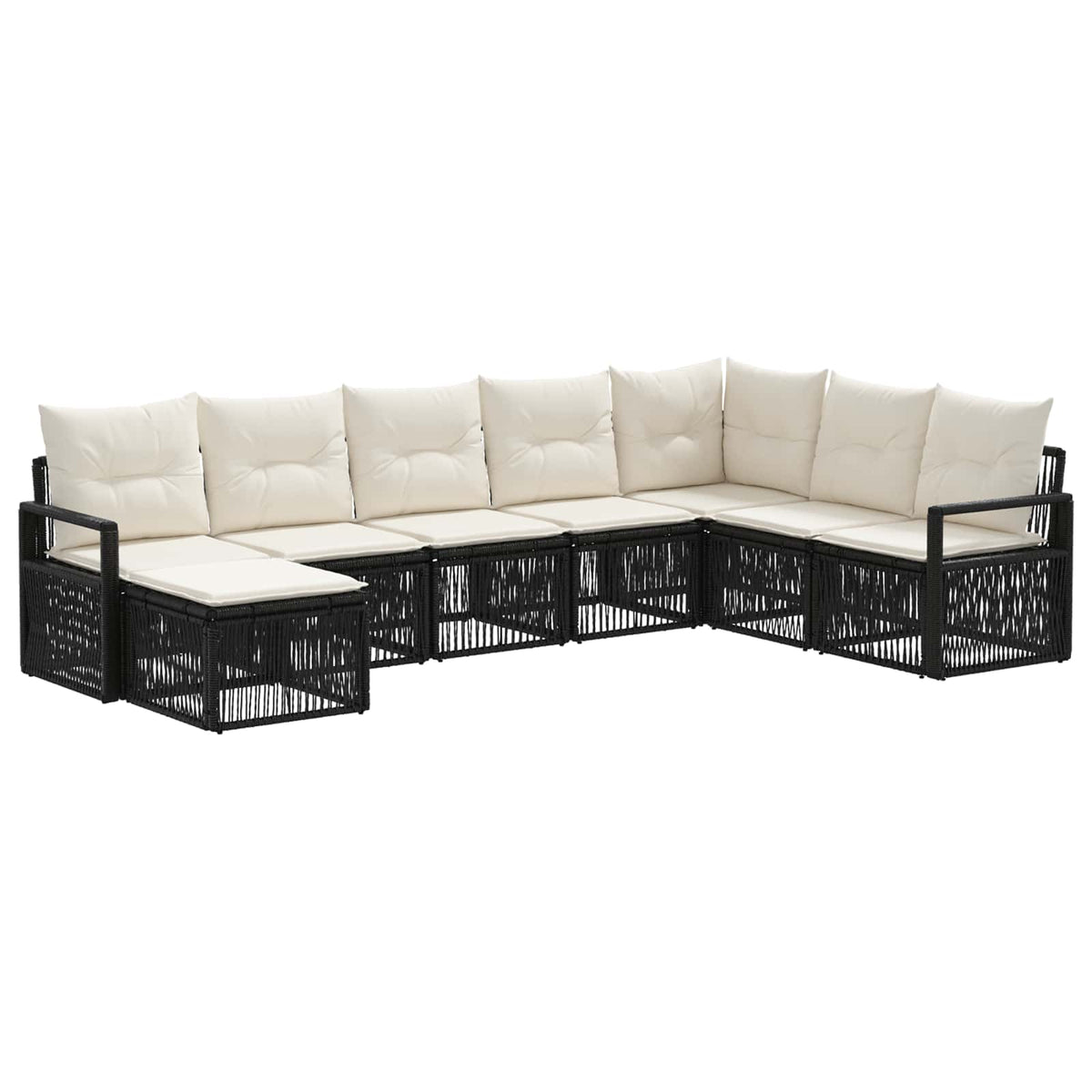 Sjedeća garnitura za vrt 8 kom. Crna poliratan 61 x 62 x 70 cm
