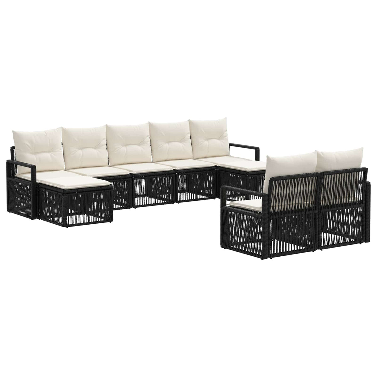 Sjedeća garnitura za vrt 9 kom. Crna poliratan 61 x 62 x 70 cm