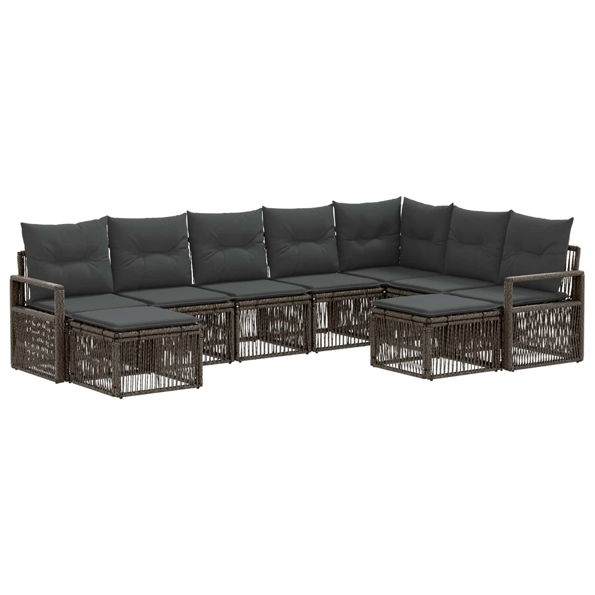 Sjedeća garnitura za vrt 9 kom. Siva poliratan 61 x 62 x 70 cm
