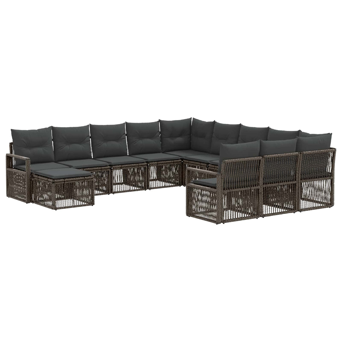 Sjedeća garnitura za vrt 12 kom. Siva poliratan 61 x 62 x 70 cm