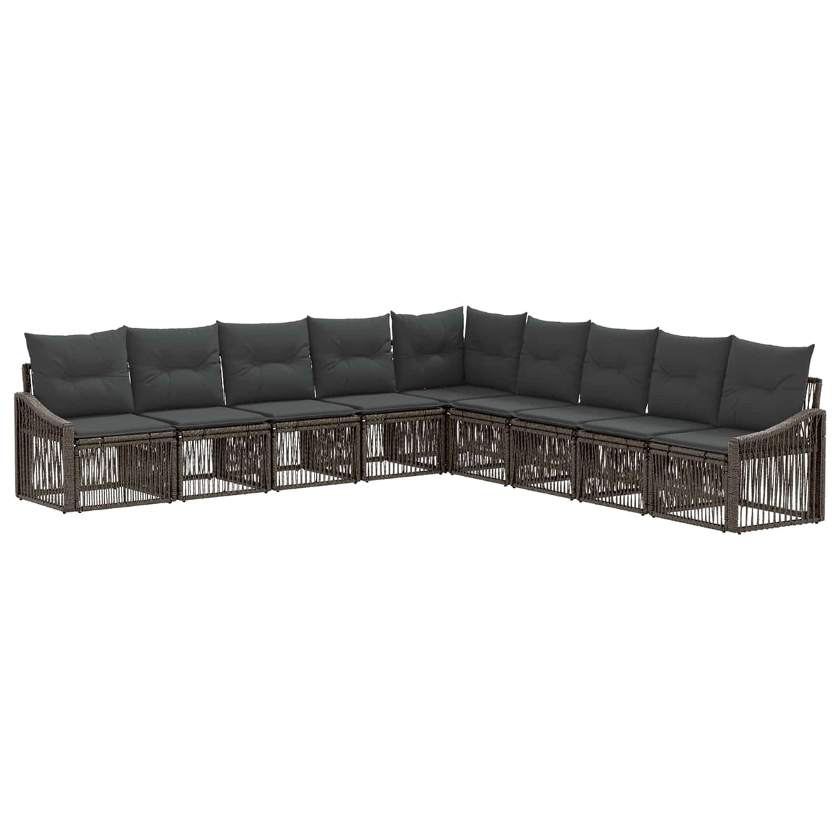 Sjedeća garnitura za vrt 9 kom. Siva poliratan 62 x 62 x 70 cm