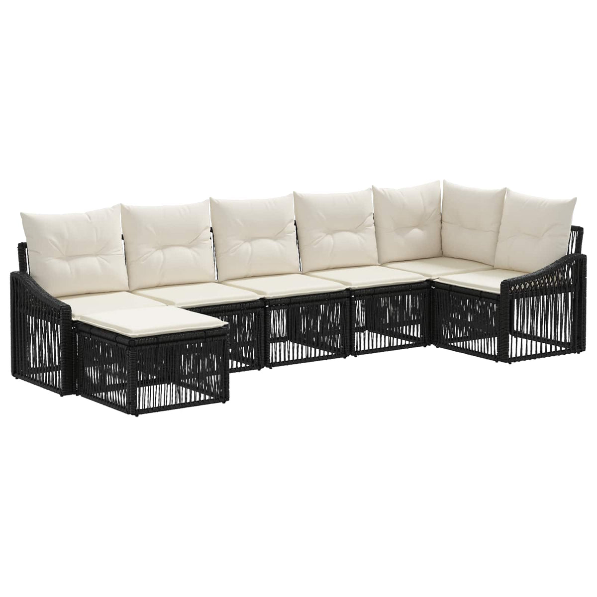 Sjedeća garnitura za vrt 7 kom. Crna poliratan 62 x 62 x 70 cm