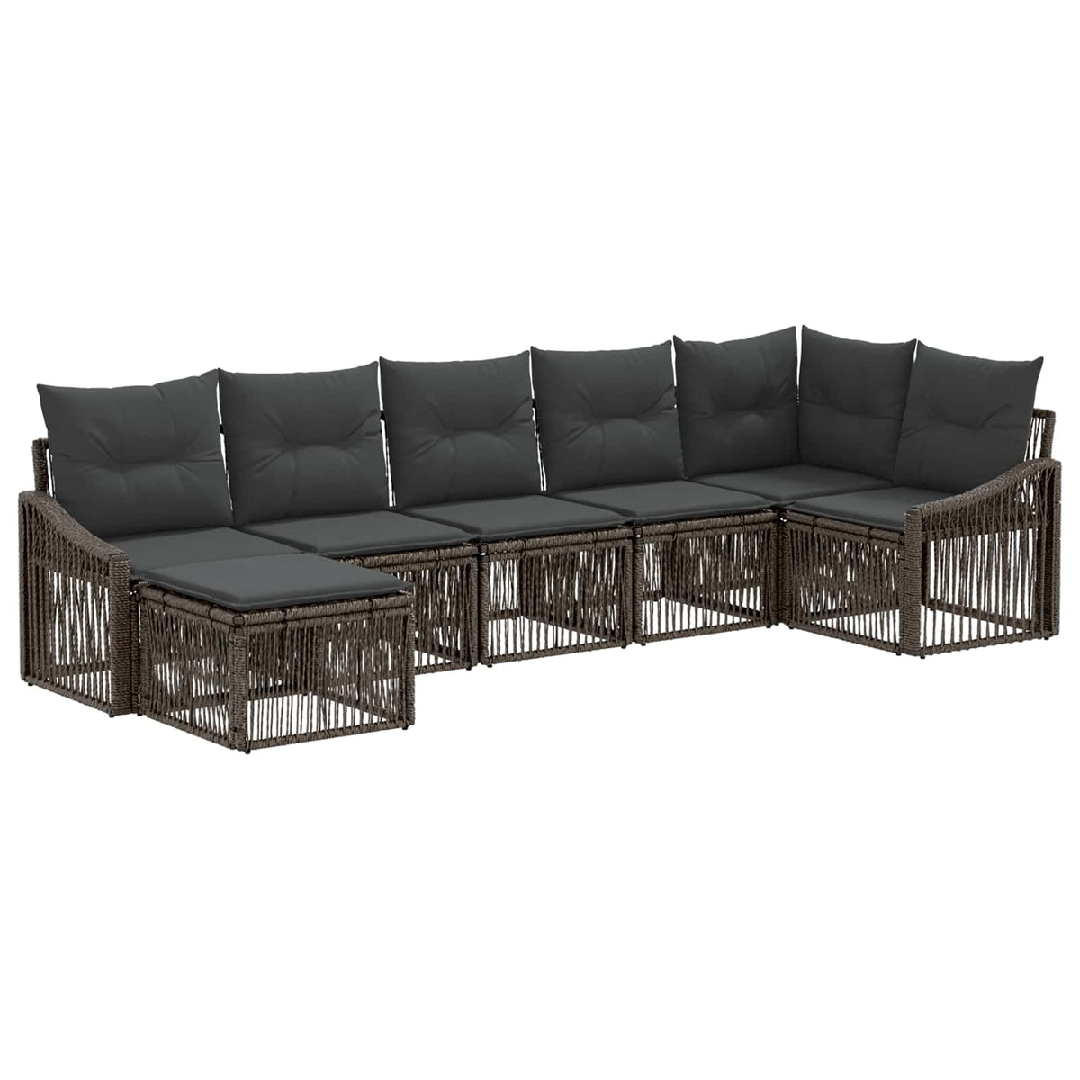 Sjedeća garnitura za vrt 7 kom. Siva poliratan 62 x 62 x 70 cm