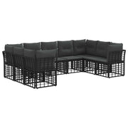 Set vanjskih sofa Crna i tamno siva Poliester