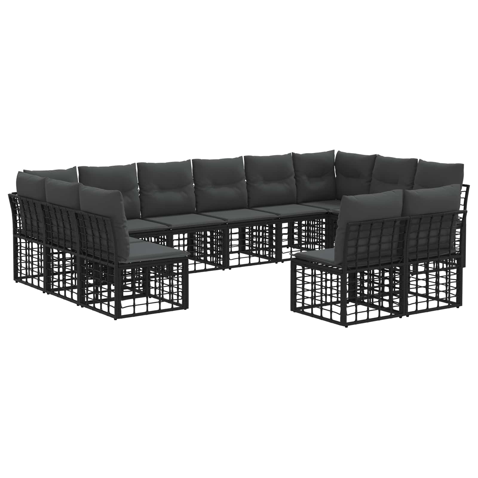 Set vanjskih sofa Crna i tamno siva Poliester