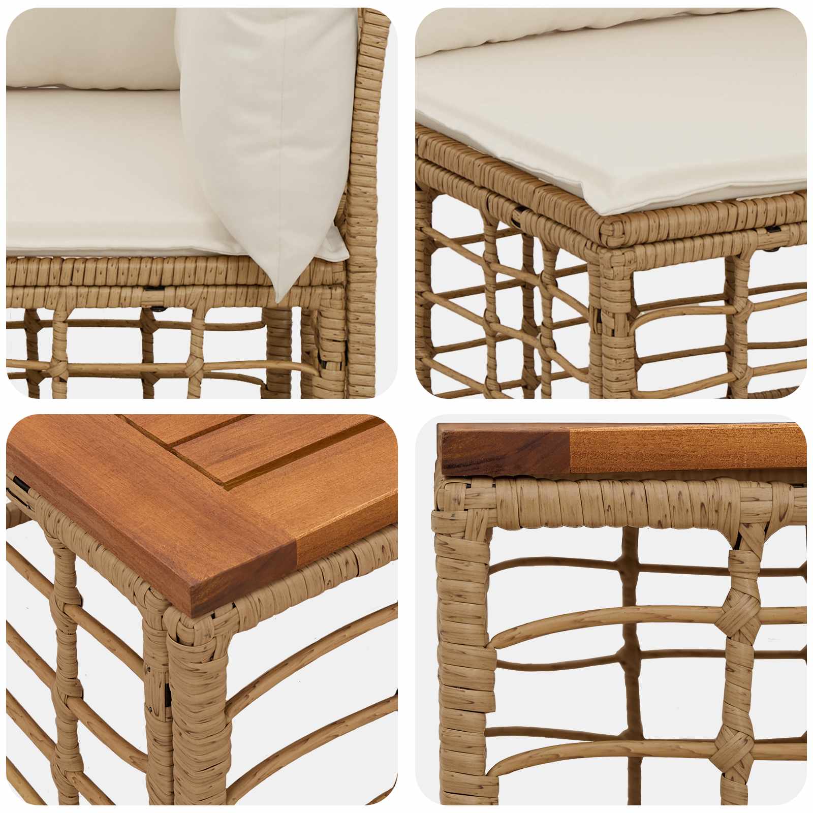 Set vanjskih sofa 14 pcs Prirodna i krema bijela Poliester