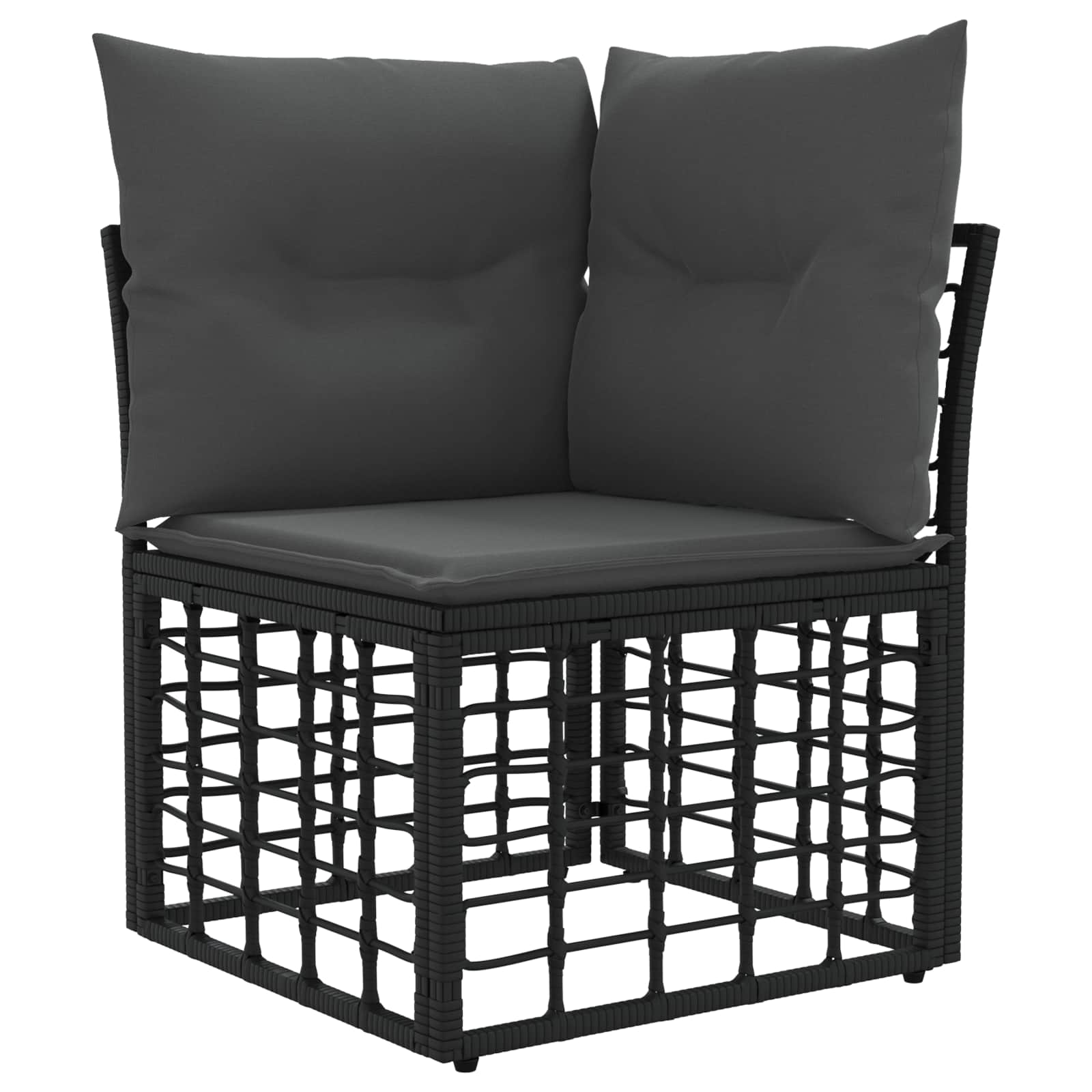 Set vanjskih sofa Crna i tamno siva Poliester