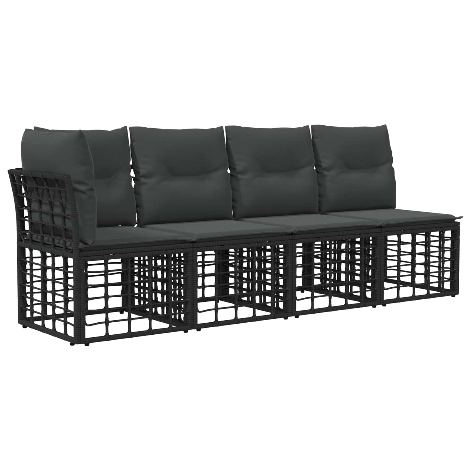 Set vanjskih sofa Crna i tamno siva Poliester