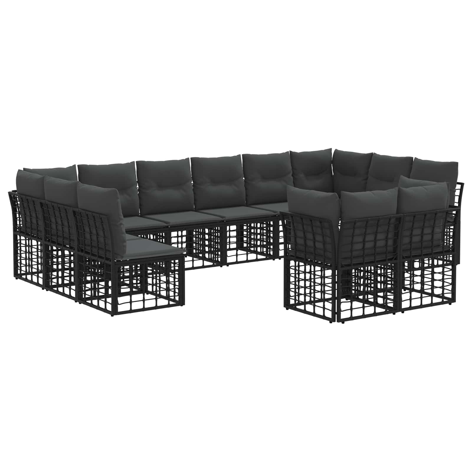 Set vanjskih sofa Crna i tamno siva Poliester