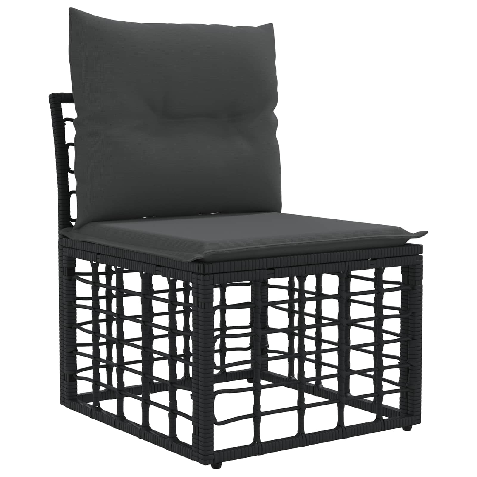 Set vanjskih sofa Crna i tamno siva Poliester