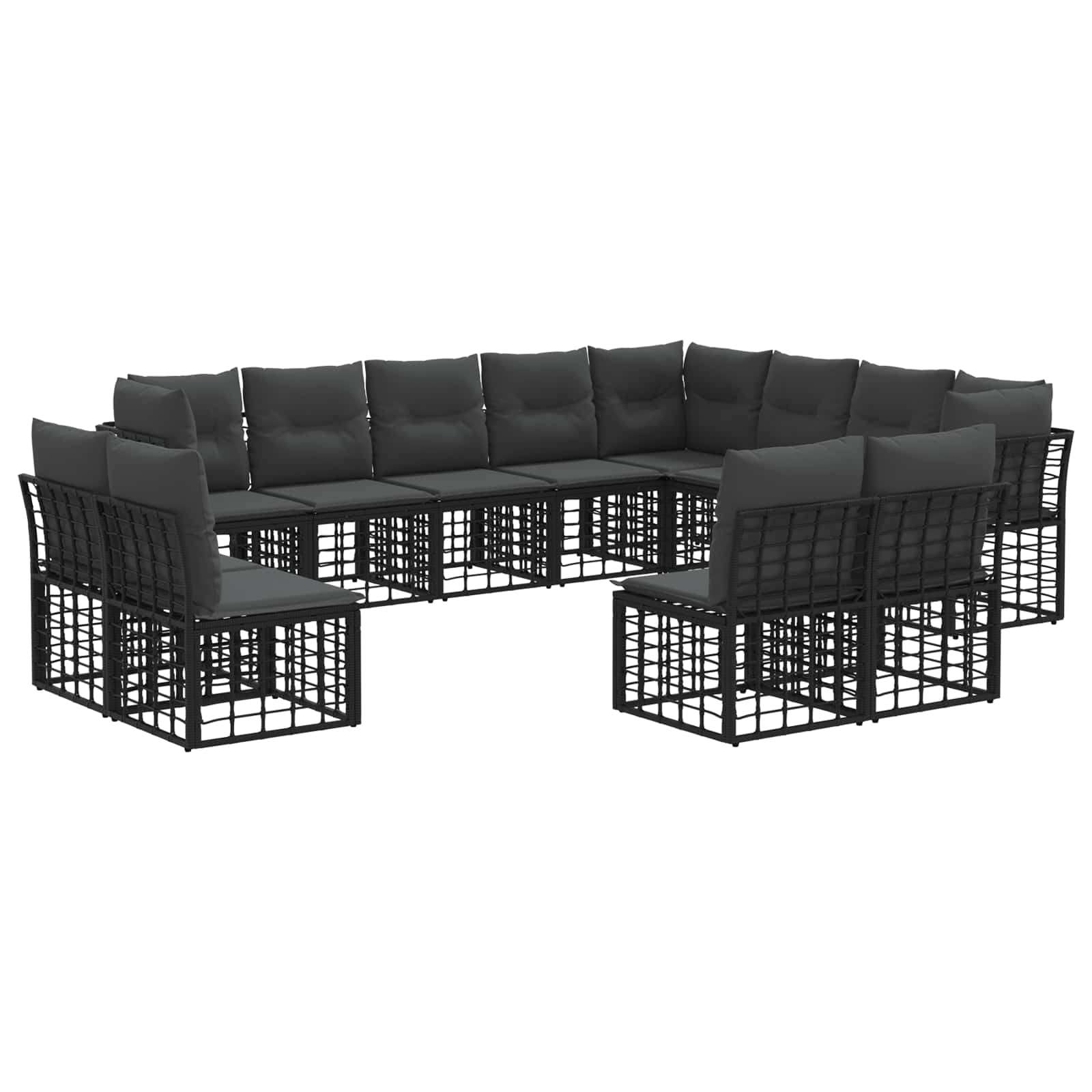 Set vanjskih sofa Crna i tamno siva Poliester
