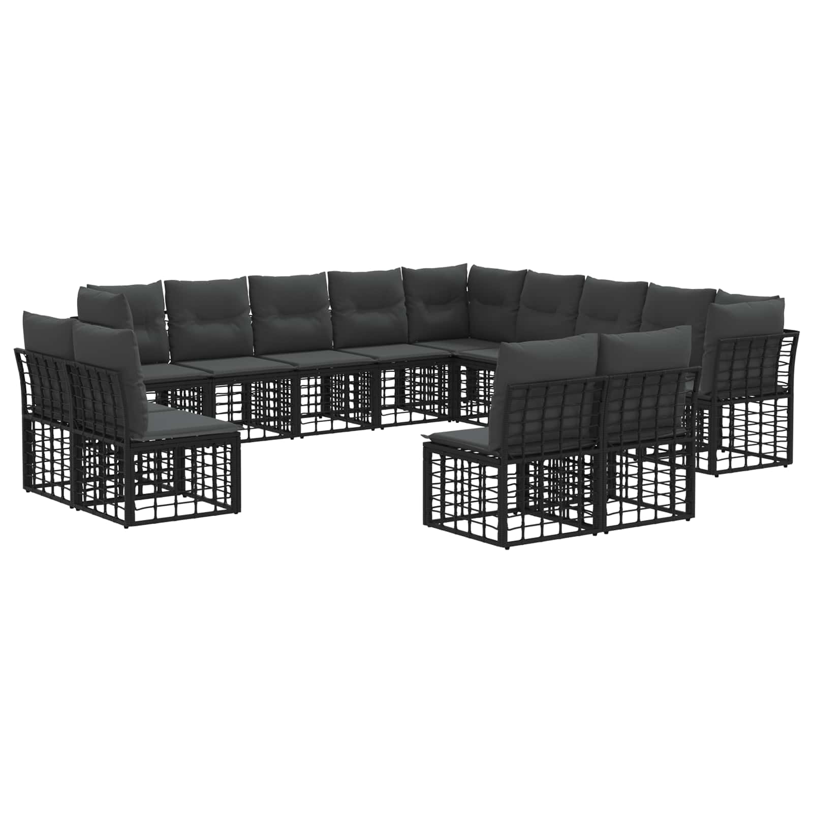 Set vanjskih sofa Crna i tamno siva Poliester