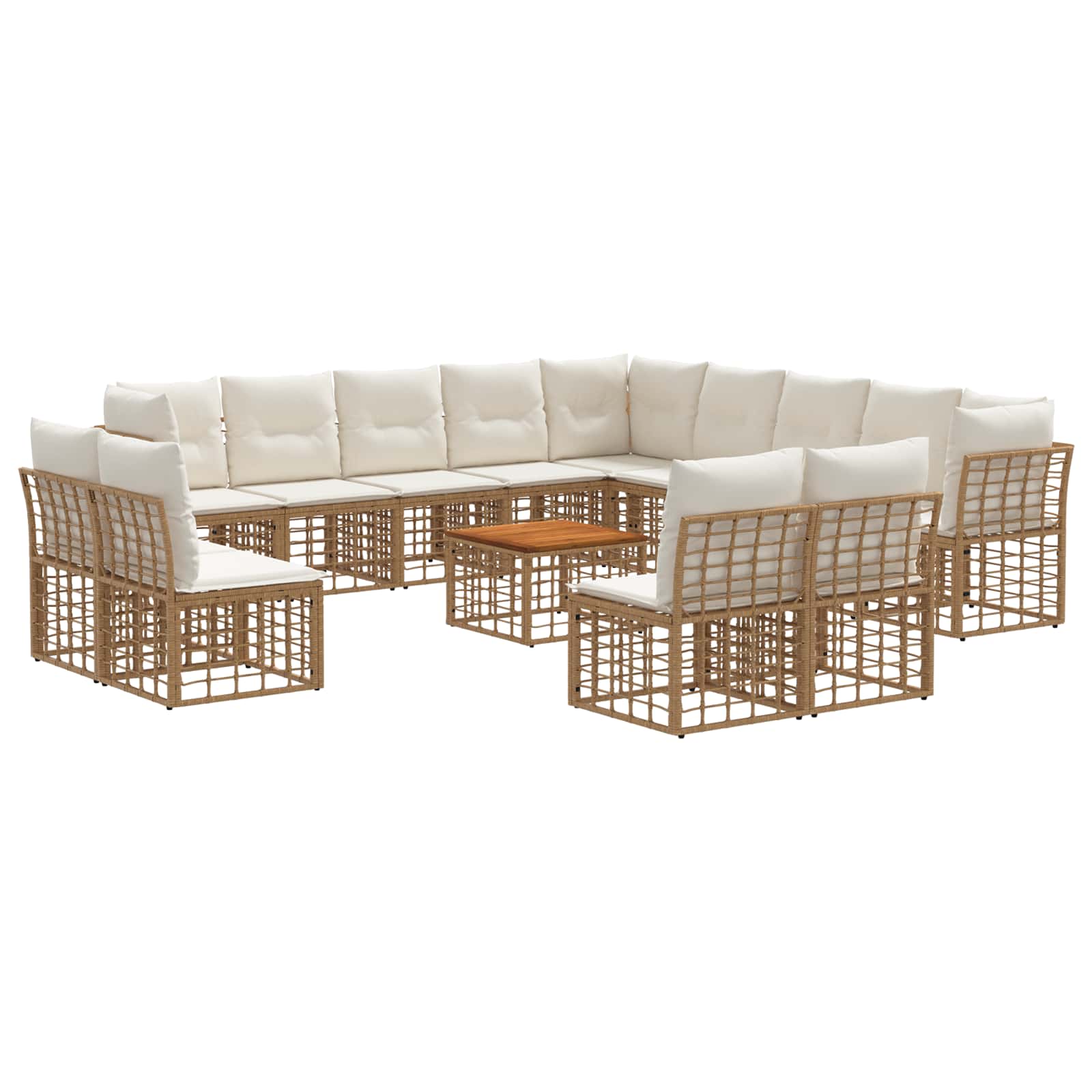 Set vanjskih sofa 14 pcs Prirodna i krema bijela Poliester