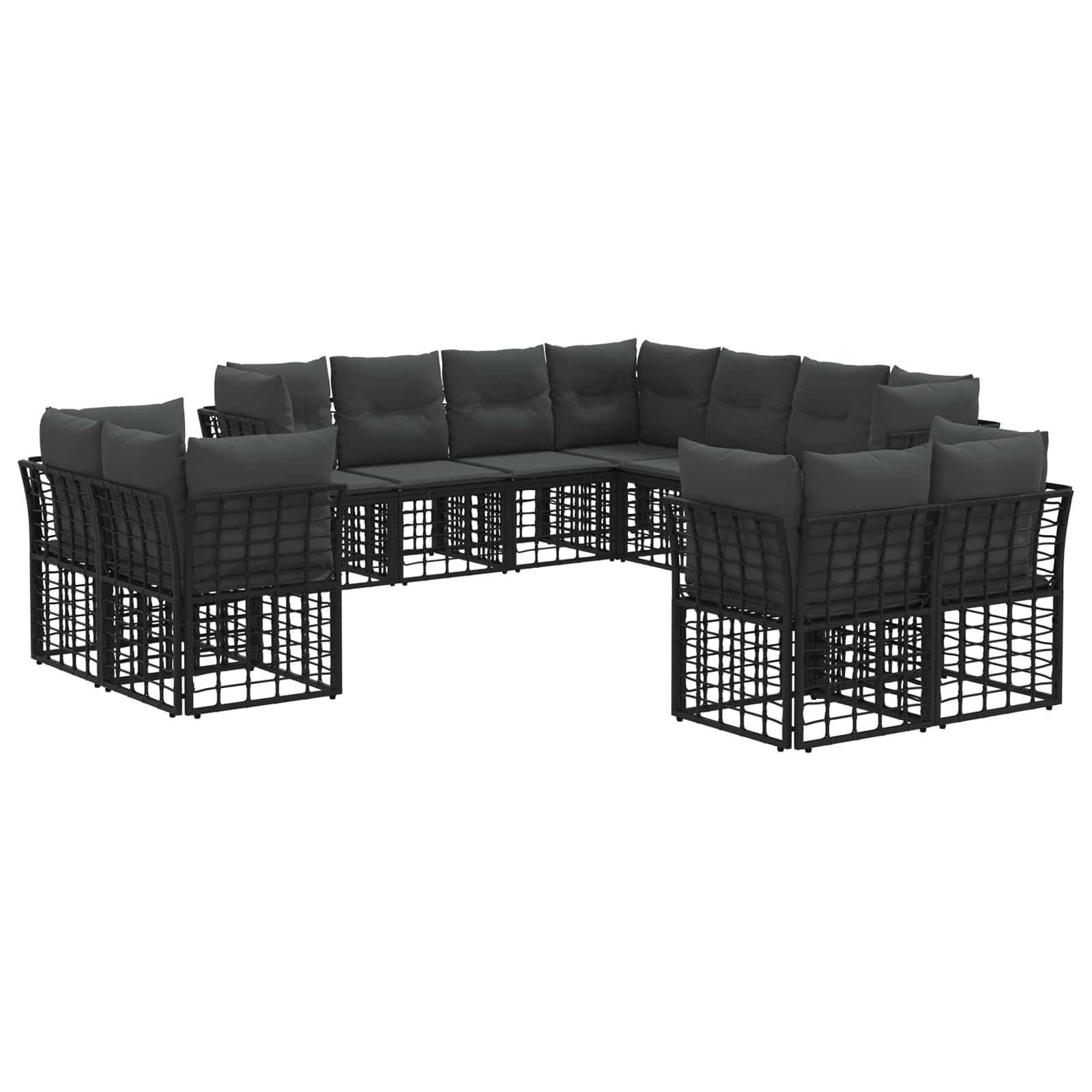 Set vanjskih sofa Crna i tamno siva Poliester