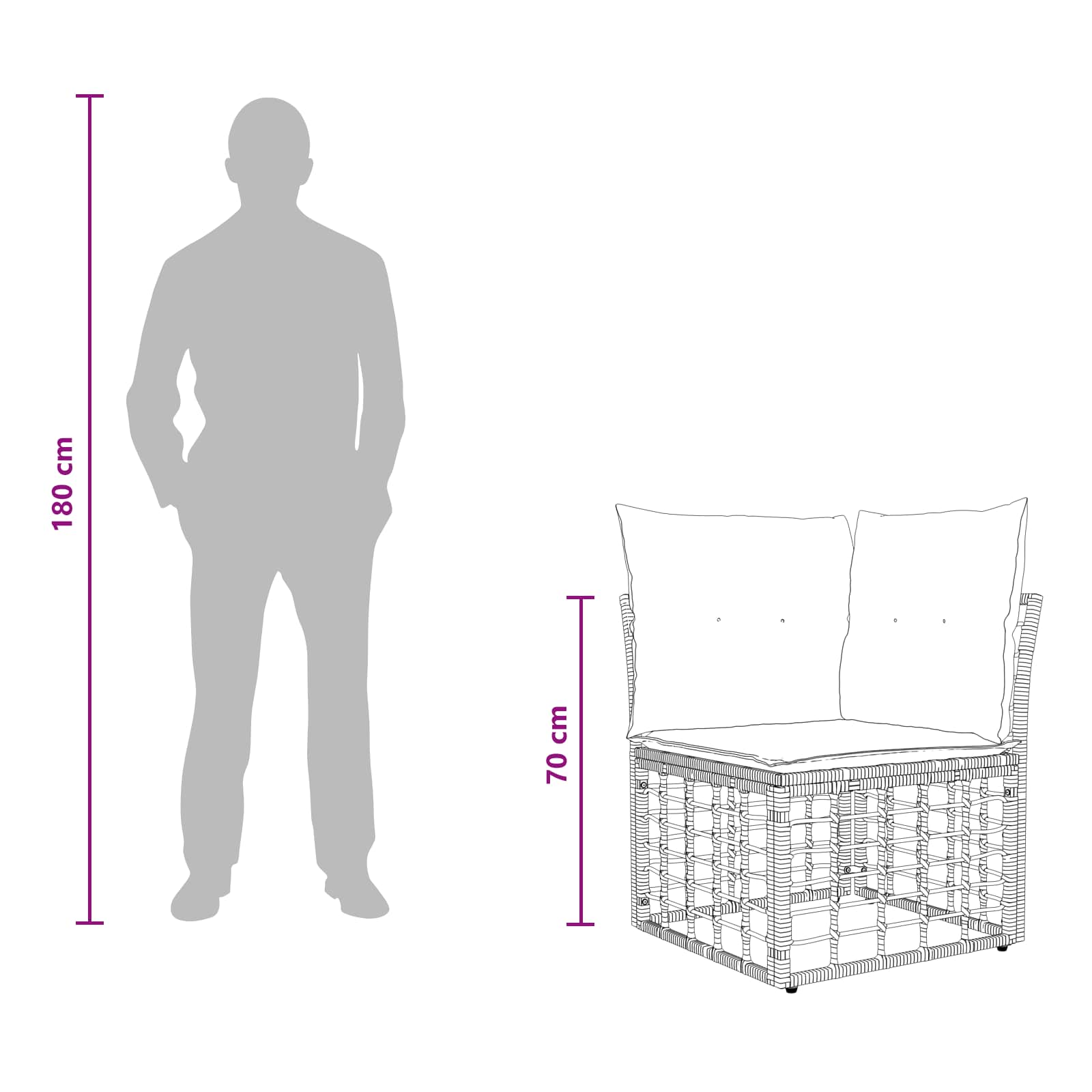 Set vanjskih sofa Crna i tamno siva Poliester