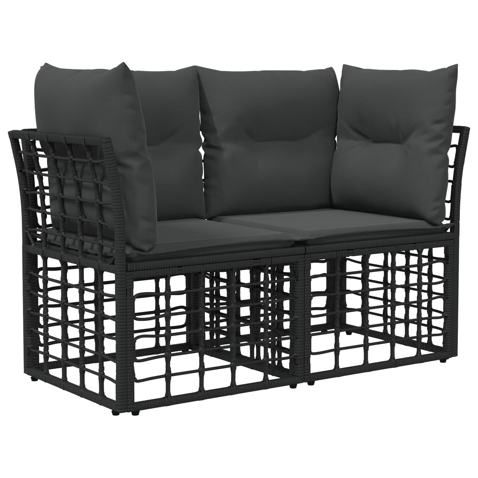 Set vanjskih sofa Crna i tamno siva Poliester