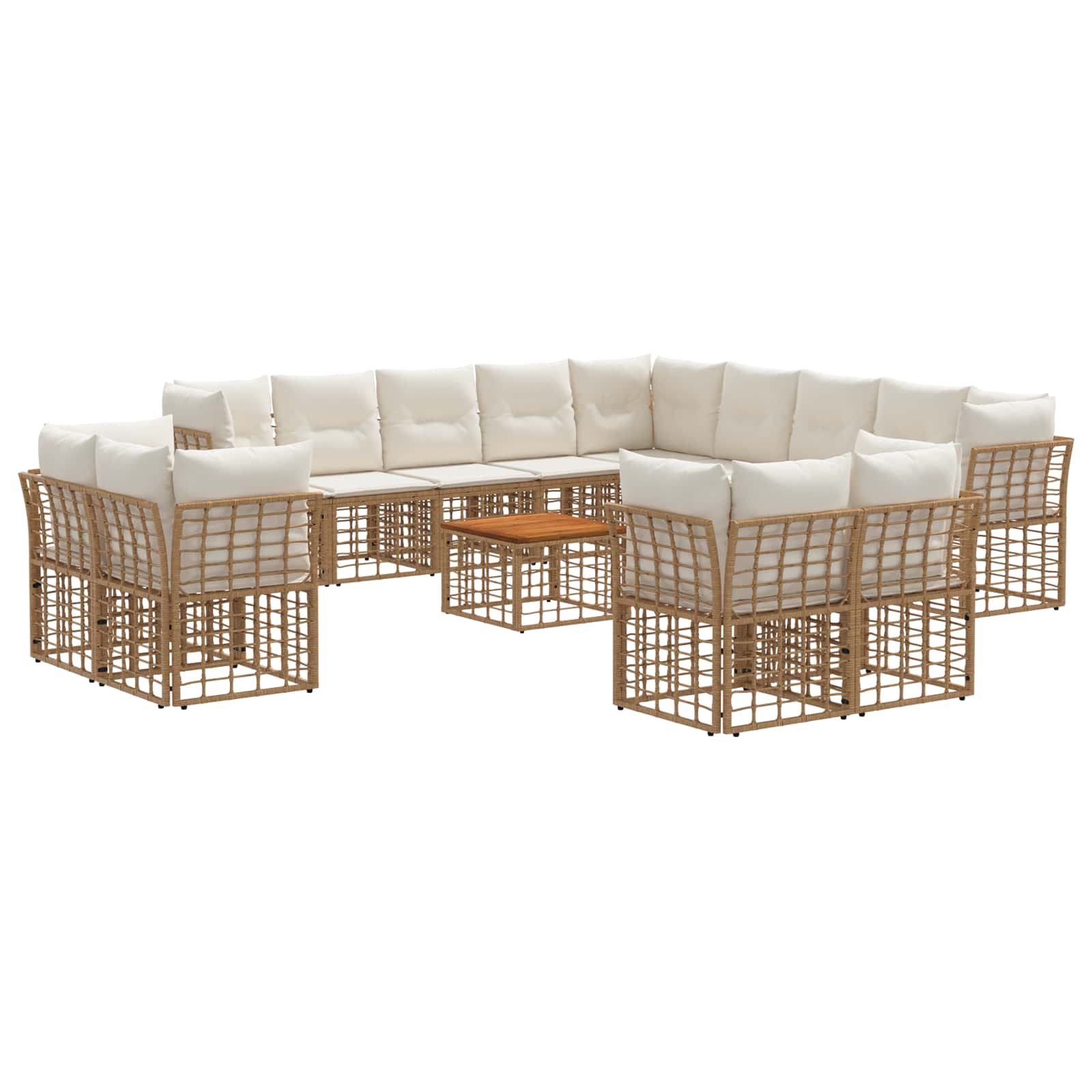 Set vanjskih sofa 14 pcs Prirodna i krema bijela Poliester
