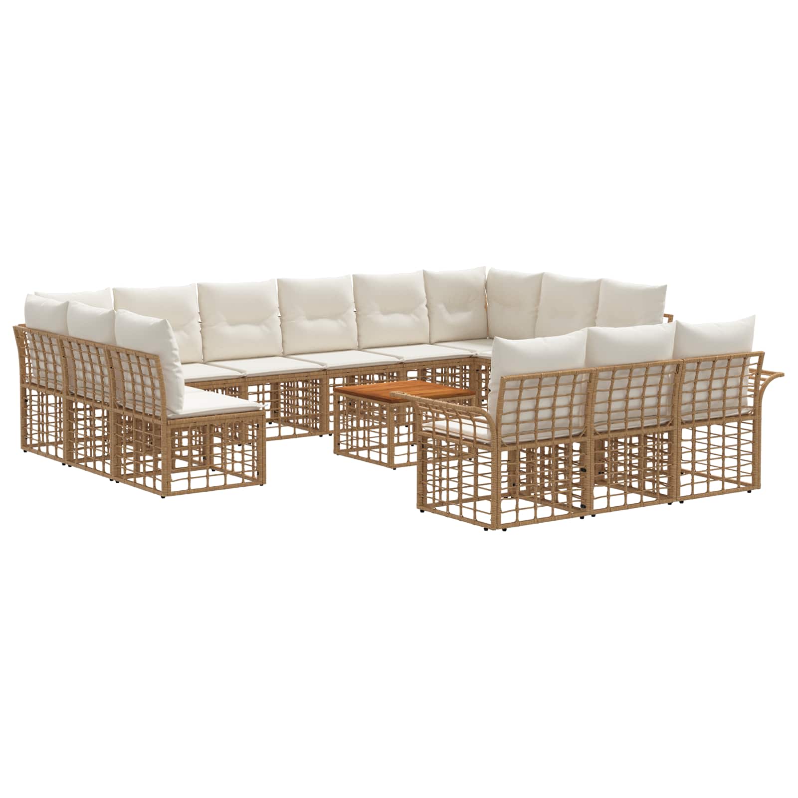 Set vanjskih sofa 14 pcs Prirodna i krema bijela Poliester