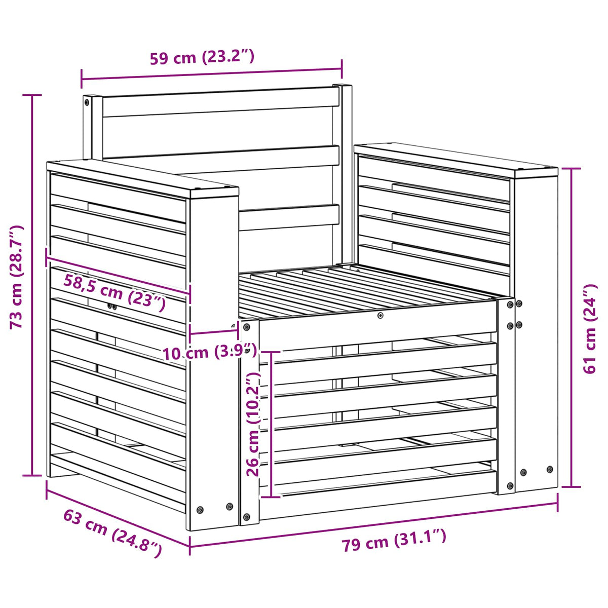 Set vanjskih sofa Čvrsto drvo akacije Smeđa 79 x 63 x 73 cm