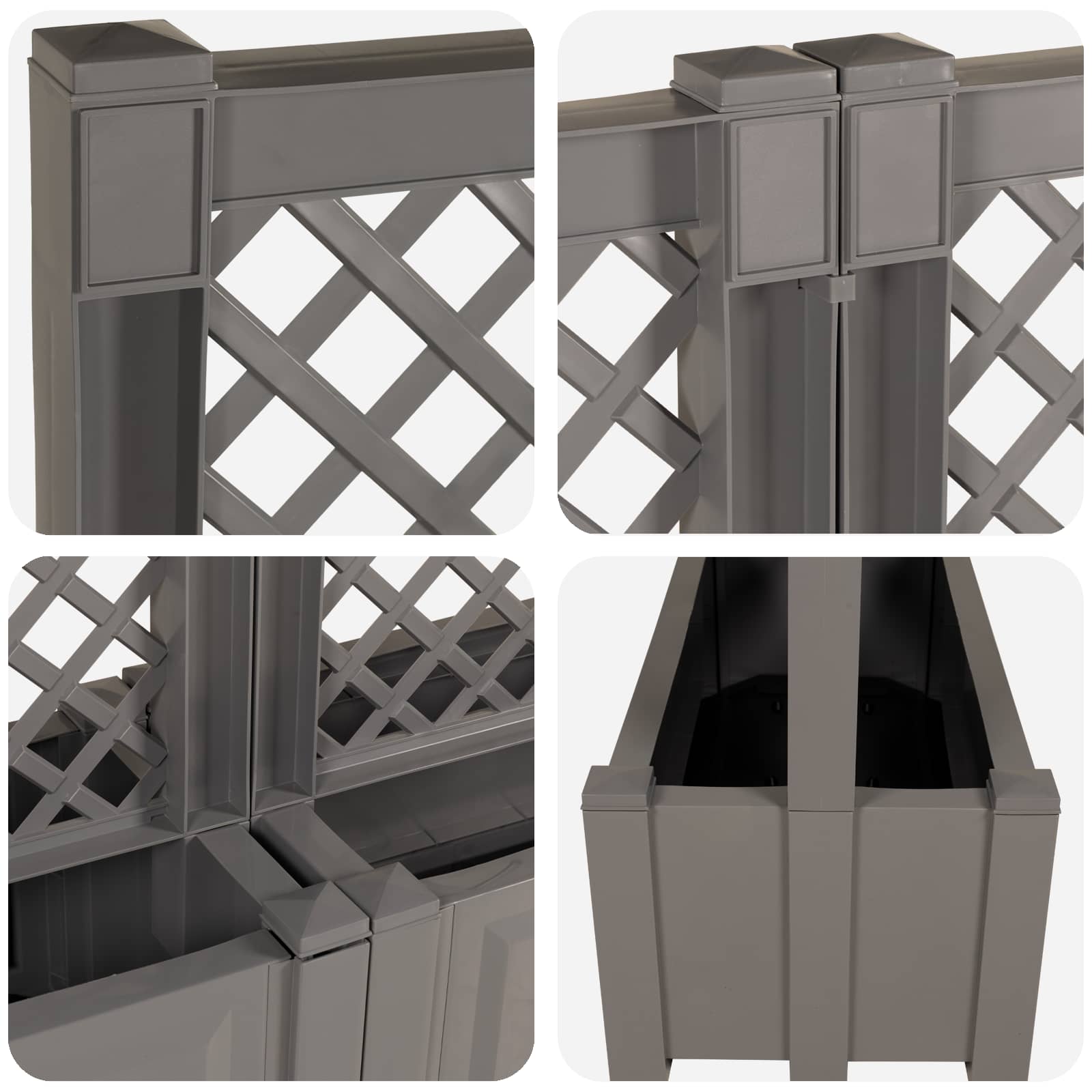 Velika saksija s rešetkom 2 pcs Siva 200 x 43 x 133,5 cm PP