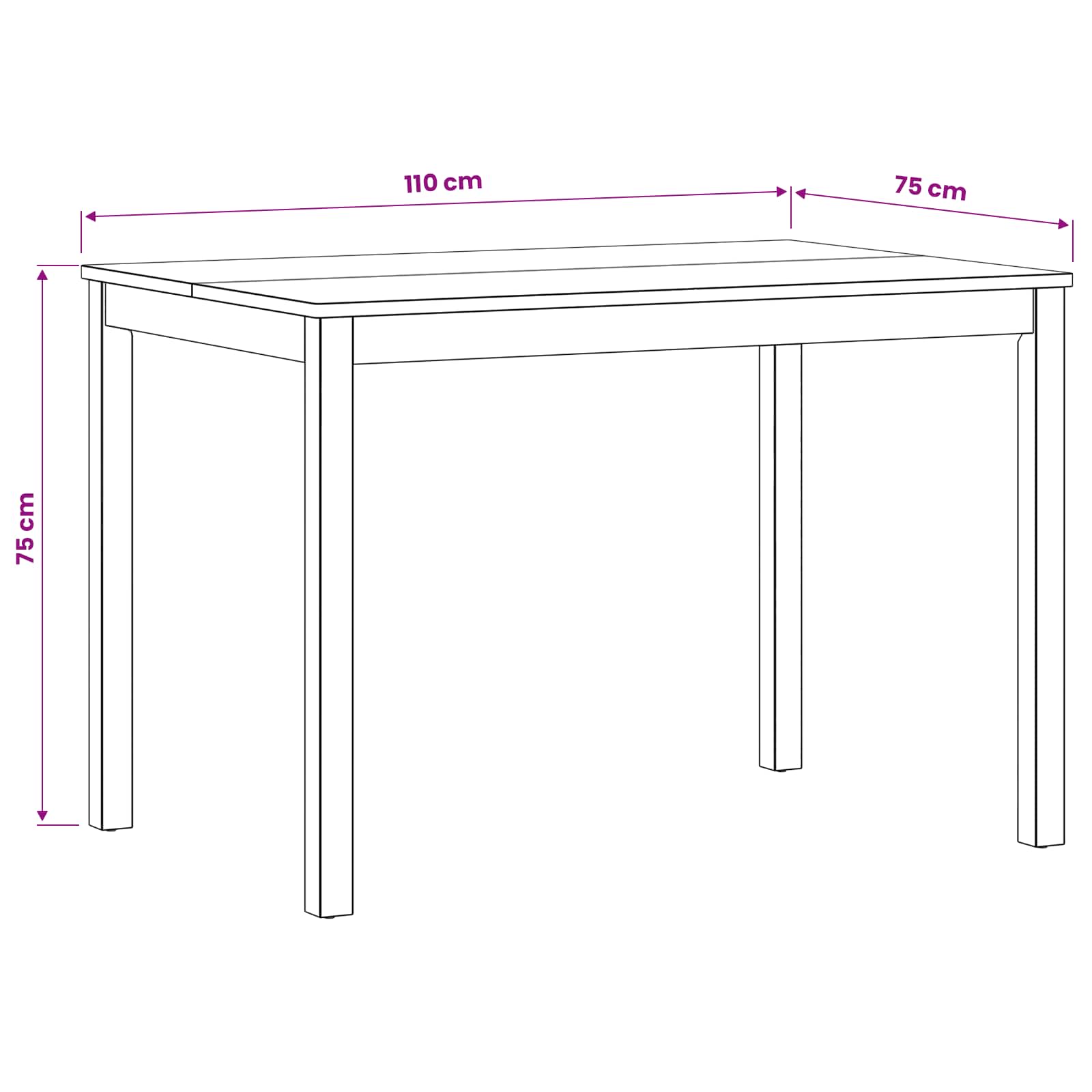 Stol za objedovanje 110 x 75 x 75 cm Čvrsto Hrastovo Drvo