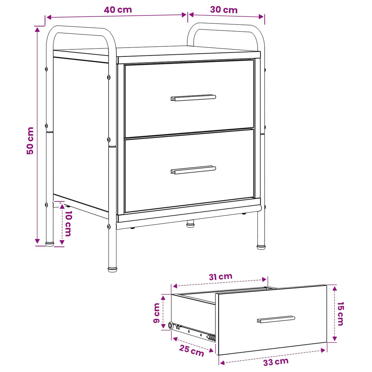 Noćni ormar Staro drvo 40 x 30 x 50 cm Konstruirano drvo