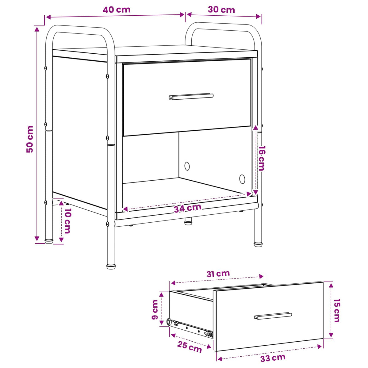 Noćni ormar Staro drvo 40 x 30 x 50 cm Konstruirano drvo
