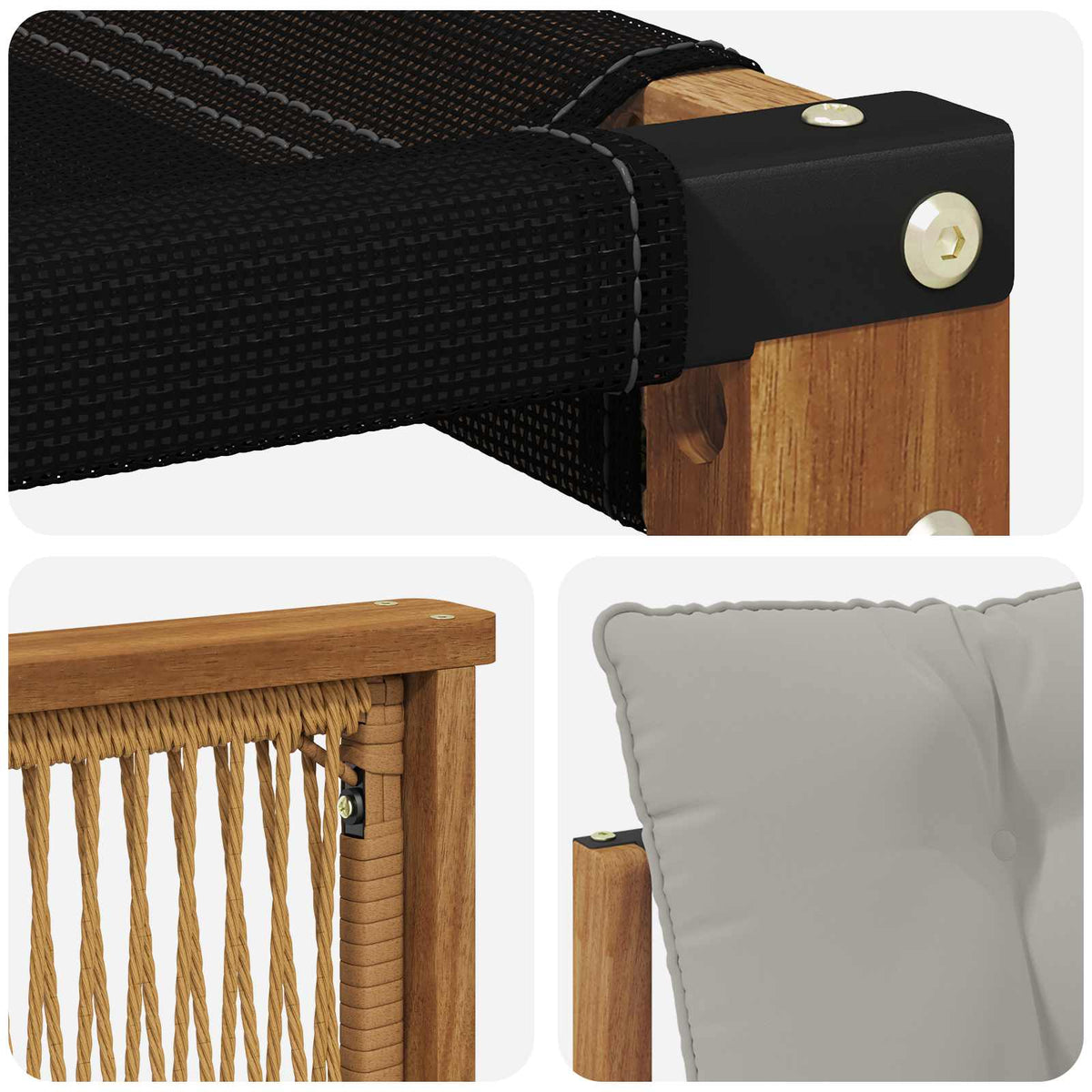 Outdoor Middle Sofa Čvrsto drvo akacije i Textilene