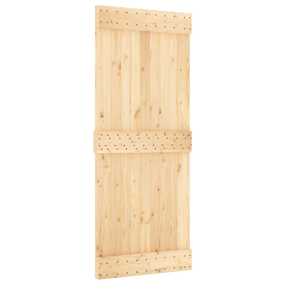 Klizna vrata Prirodna i crna 85 x 210 cm Čvrsta borovina Smeđa 183 x 5.5 x 210 cm