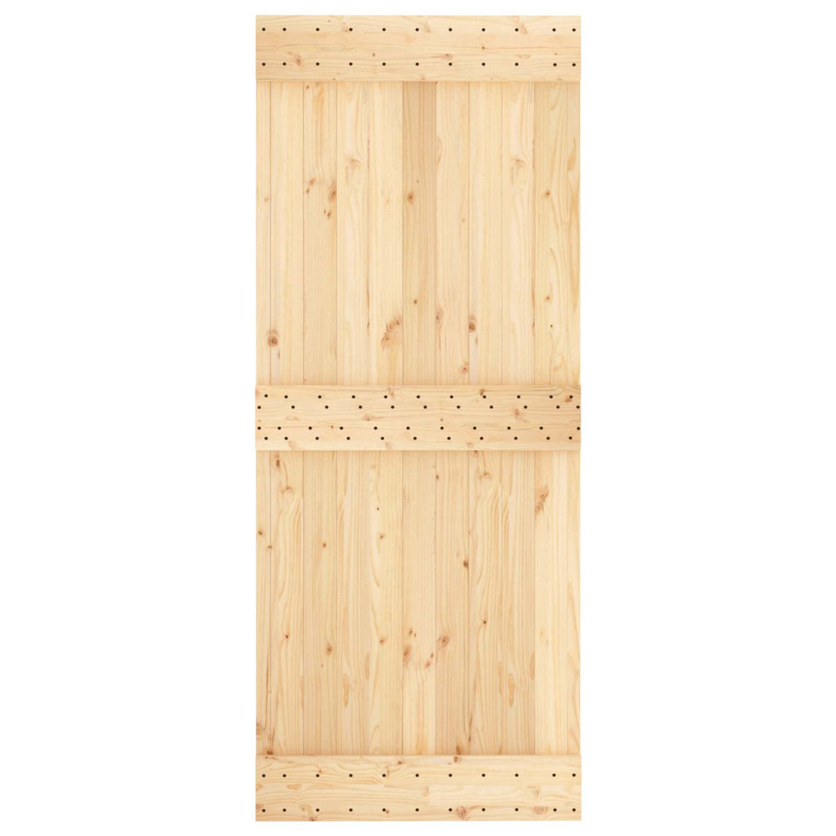 Klizna vrata Prirodna i crna 85 x 210 cm Čvrsta borovina Smeđa 183 x 5.5 x 210 cm