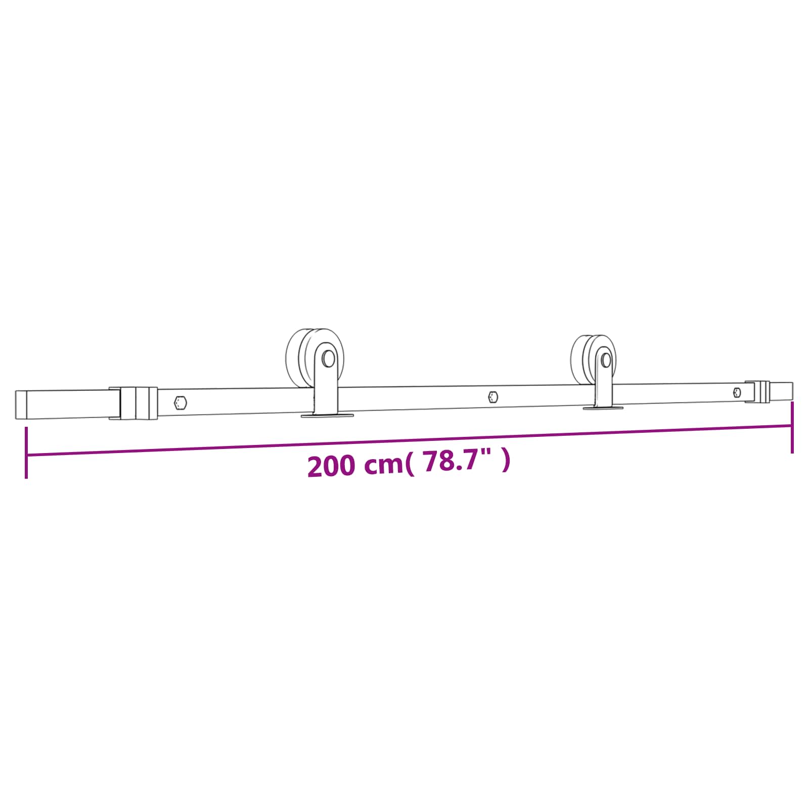 Klizna vrata Prirodna i crna 100 x 210 cm Čvrsta borovina