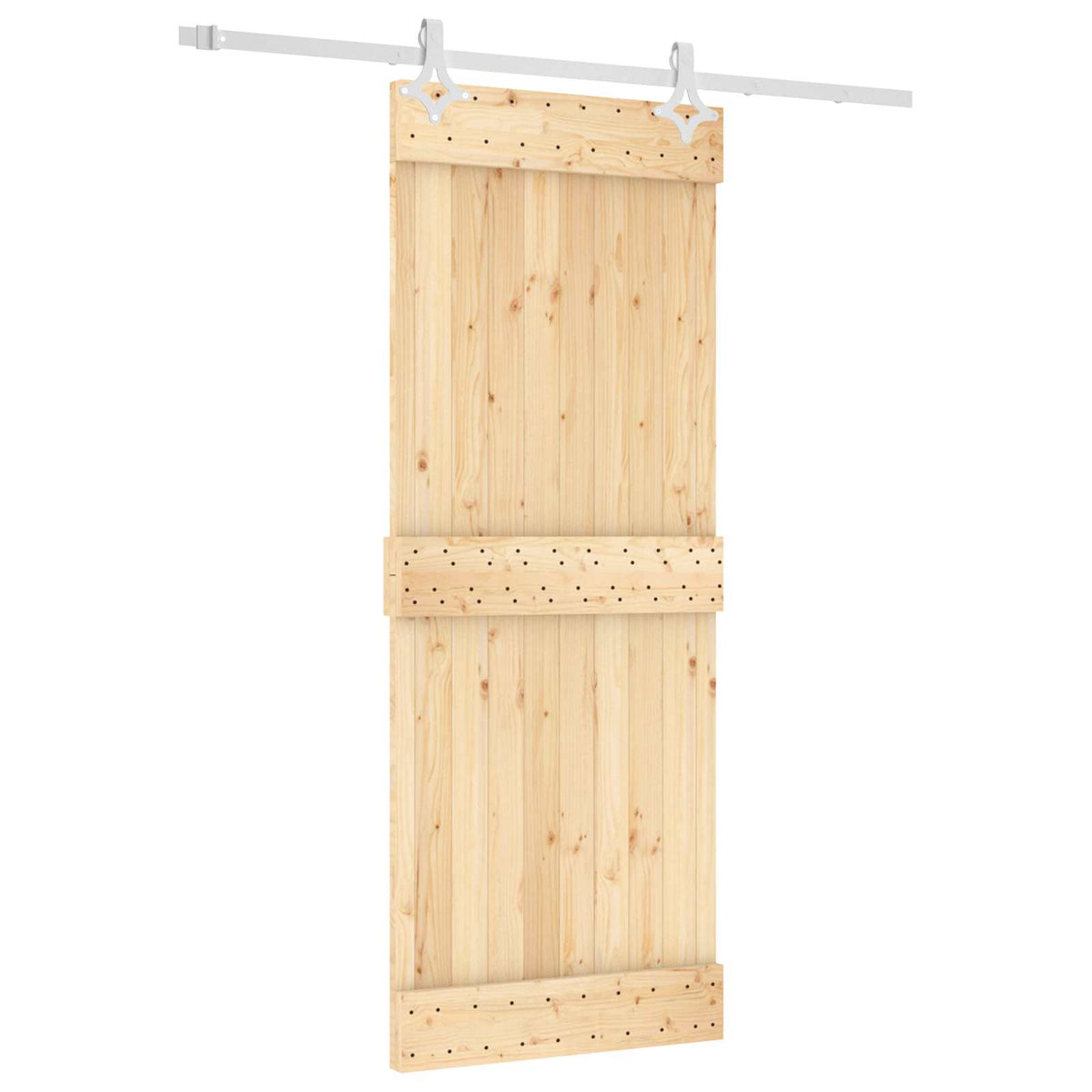 Klizna vrata Prirodna i bijela 80 x 210 cm Čvrsta borovina Smeđa 183 x 5.5 x 210 cm