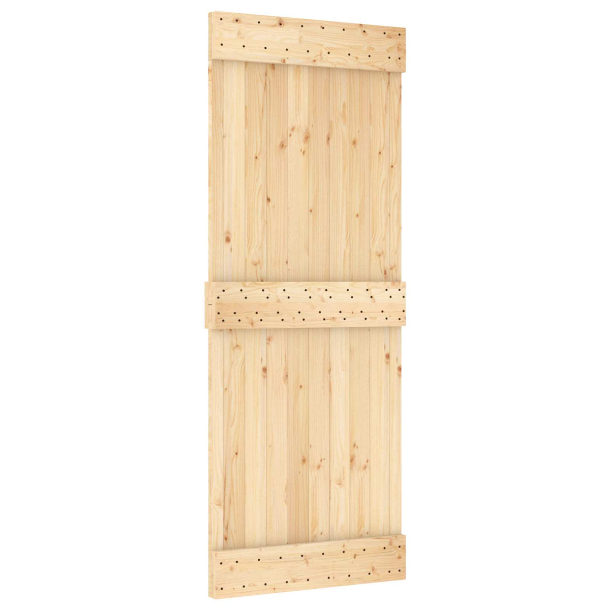 Klizna vrata Prirodna i bijela 80 x 210 cm Čvrsta borovina Smeđa 183 x 5.5 x 210 cm