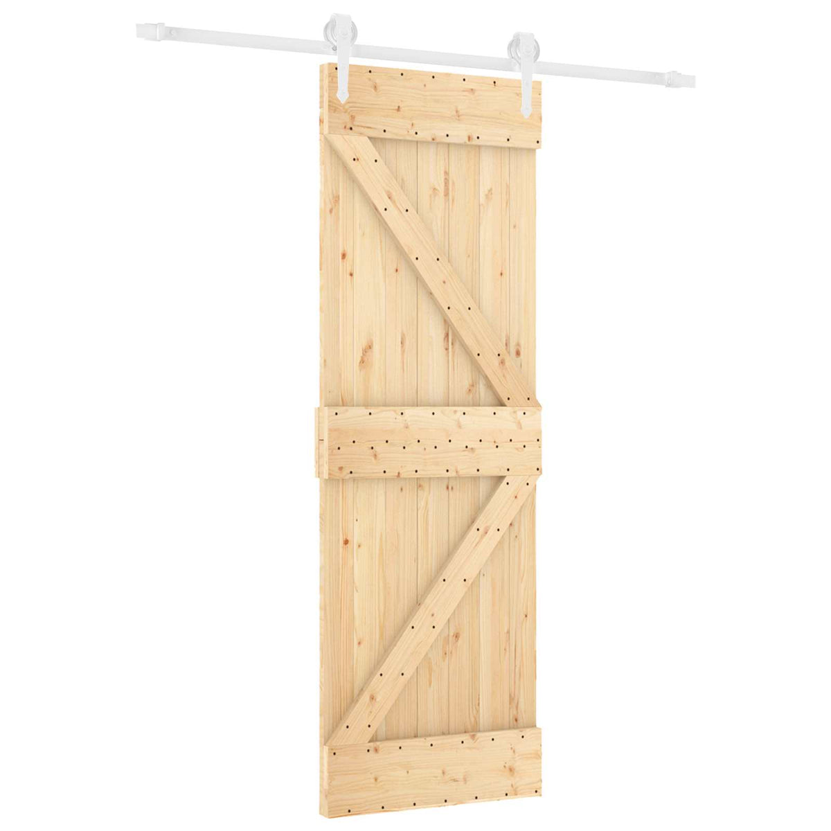 Klizna vrata Prirodna i bijela 70 x 210 cm Čvrsta borovina Smeđa 183 x 5.5 x 210 cm