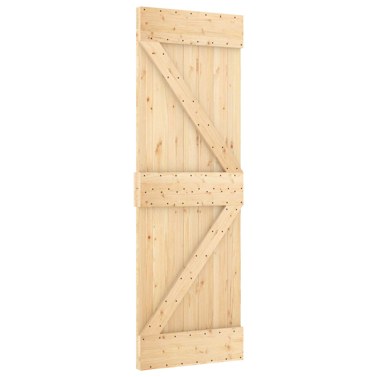 Klizna vrata Prirodna i bijela 70 x 210 cm Čvrsta borovina Smeđa 183 x 5.5 x 210 cm