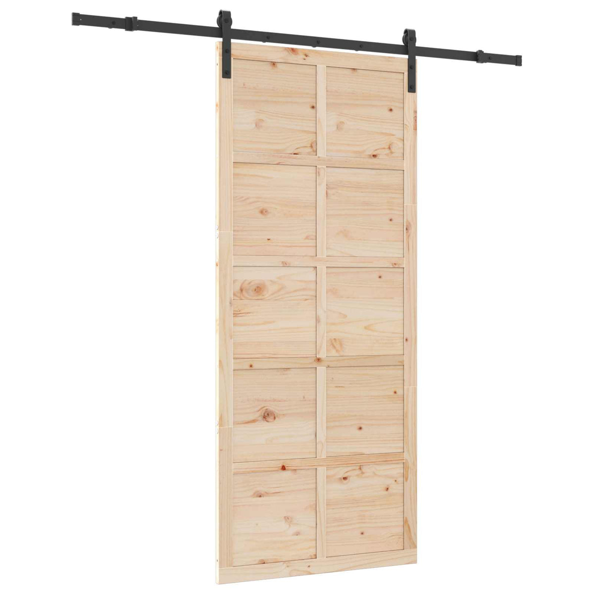 Klizna vrata Prirodna 80 x 208 cm Masivna borovina Smeđa 200 x 2.5 x 208 cm