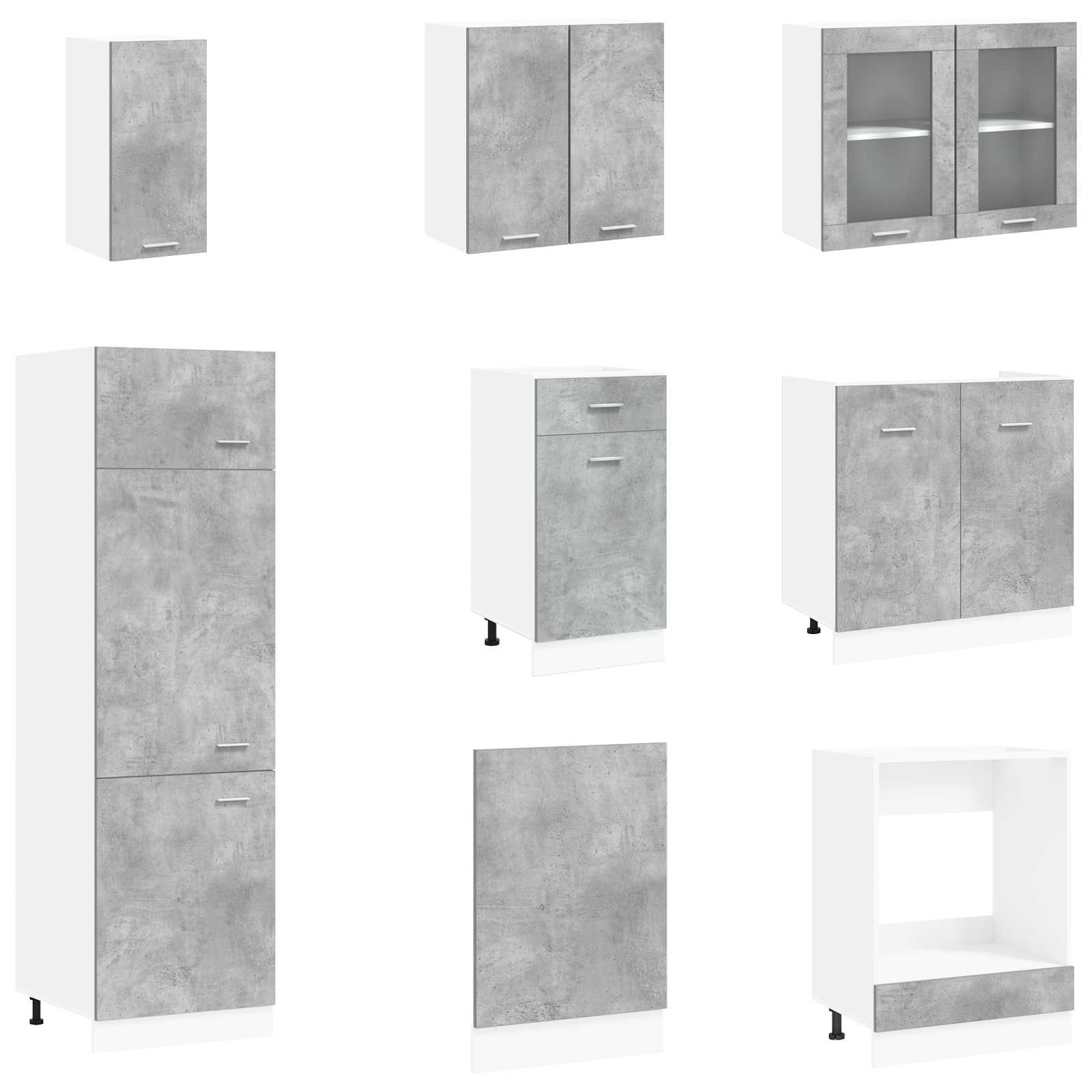 Kuhinjska jedinica Lyon 8 pcs Betonska siva Konstruirano drvo