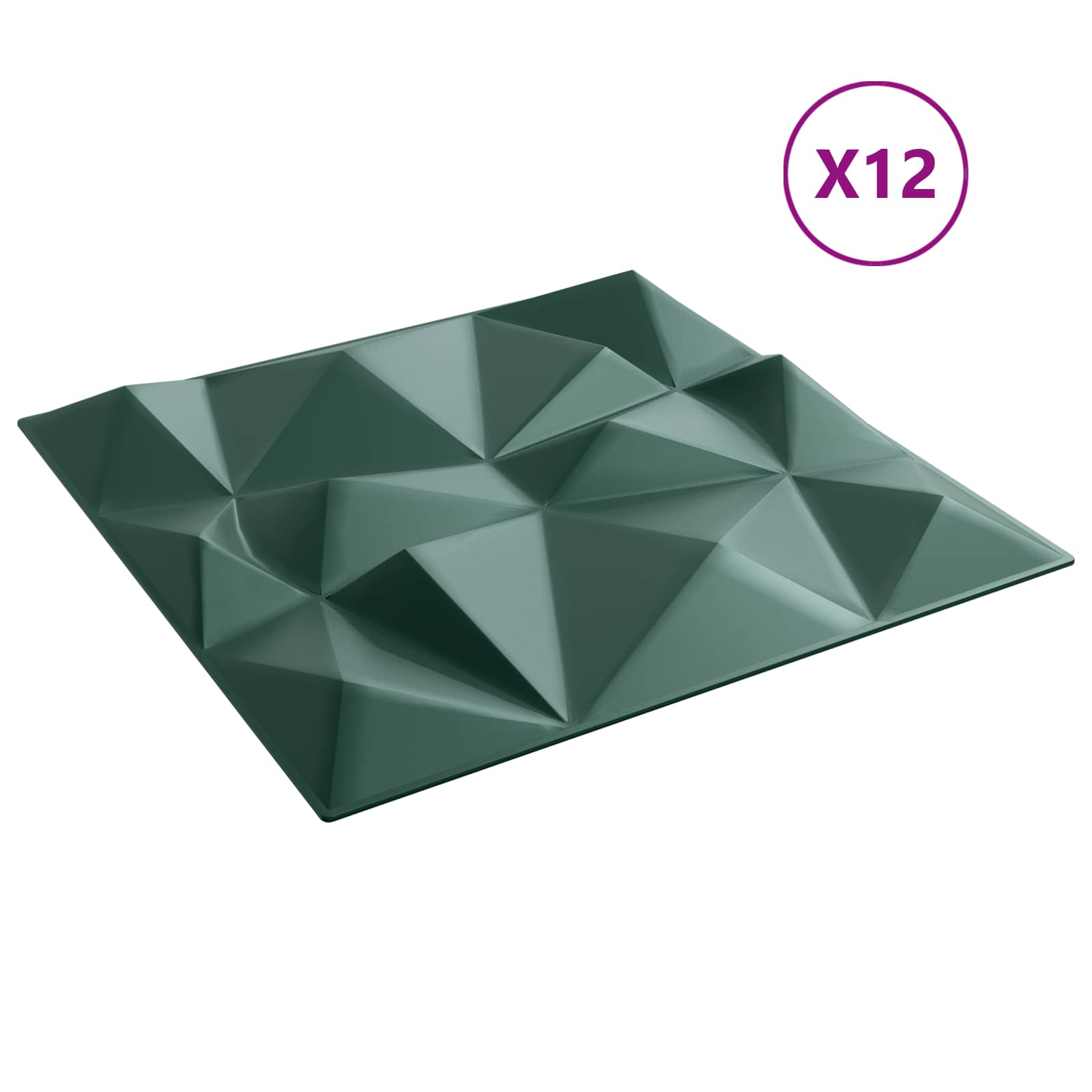 Zidne panele 12 pcs Dijamant zelena 50 x 50 cm XPS pjena