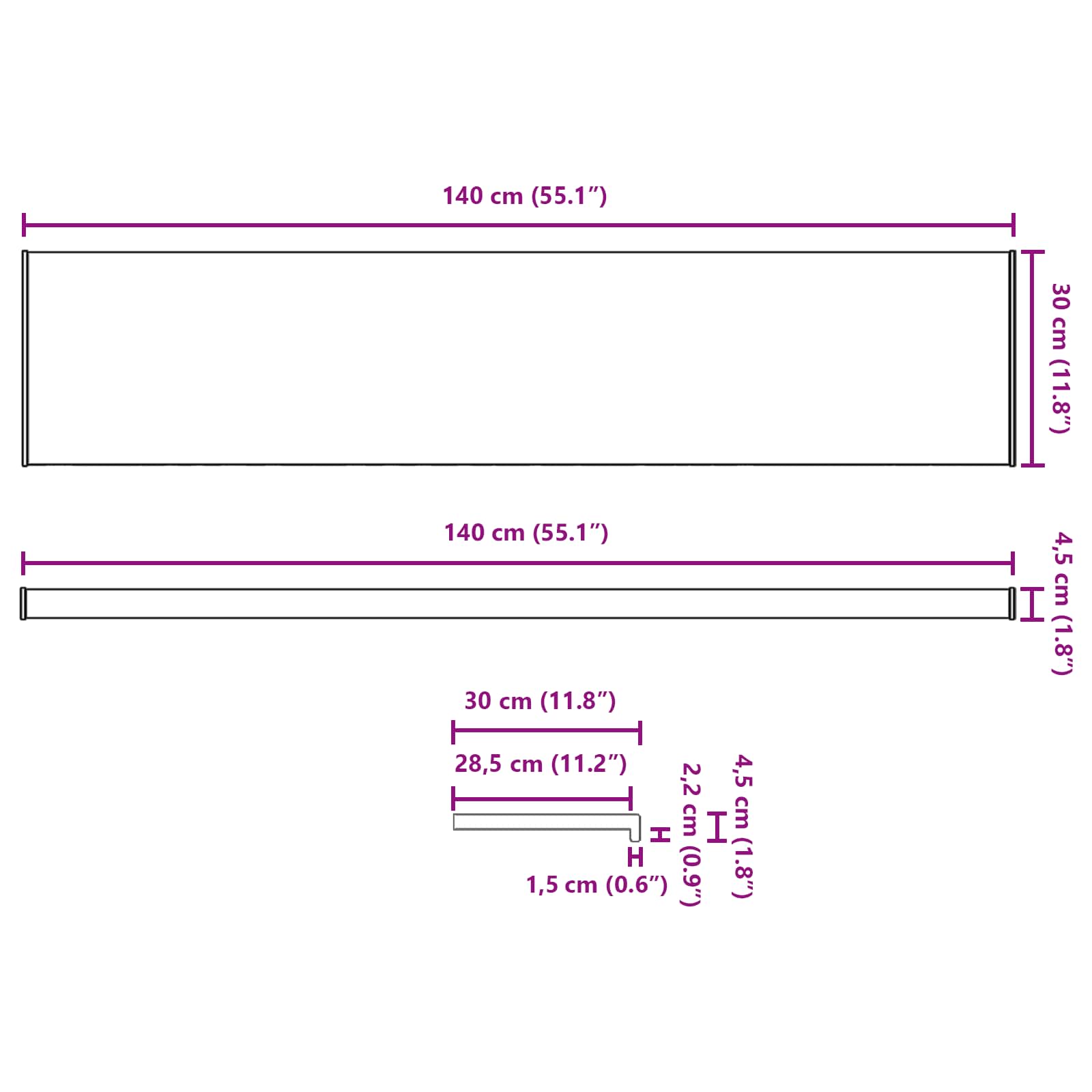 Prozorska klupčica Mramorna tekstura 140 x 30 x 4,5 cm PVC