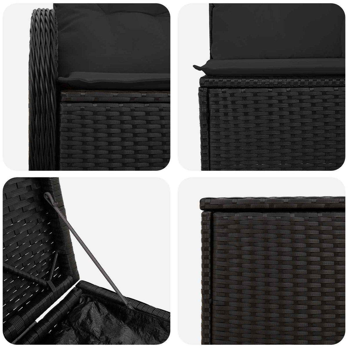 Set sofe 7 kom. Crna 121 x 62 x 69 cm Poli Rattan i čelik