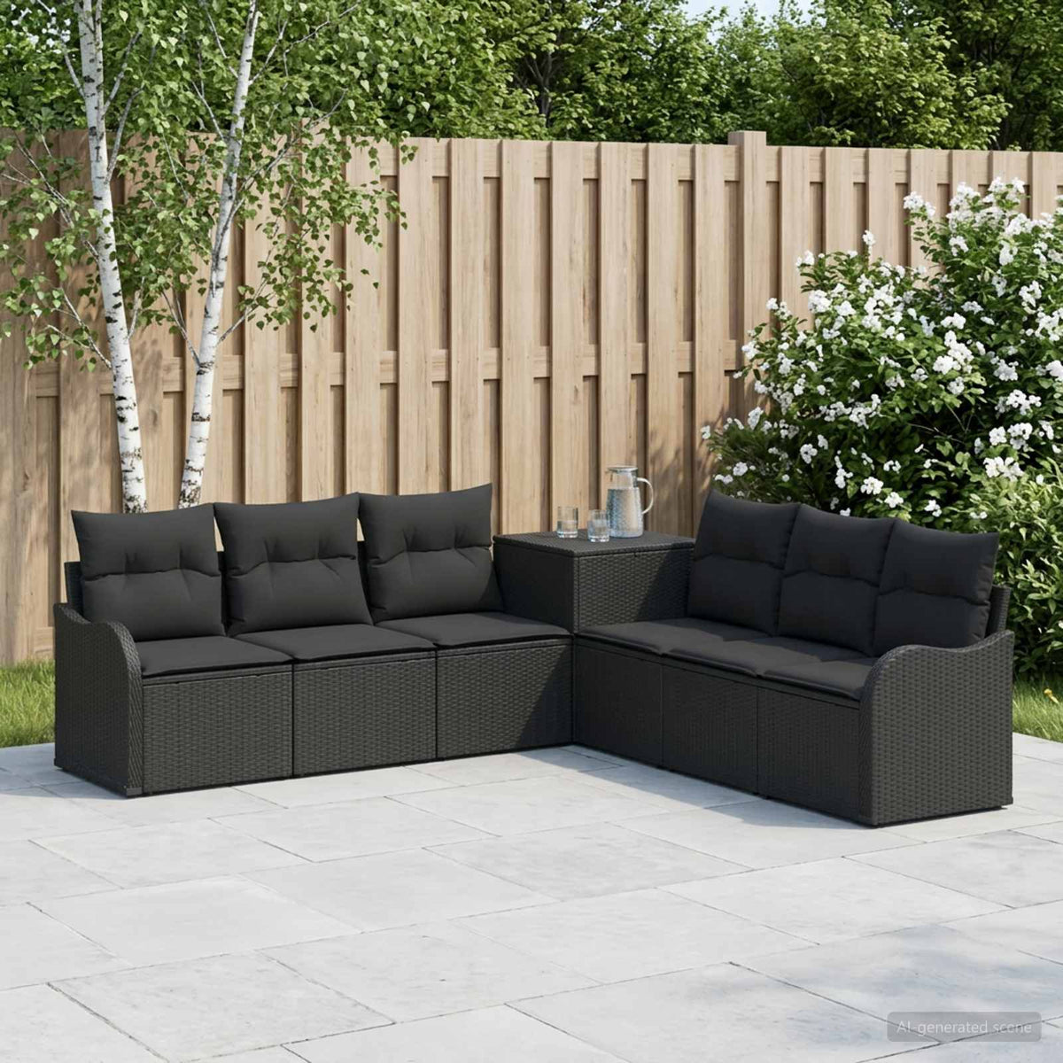 Set sofe 7 kom. Crna 121 x 62 x 69 cm Poli Rattan i čelik