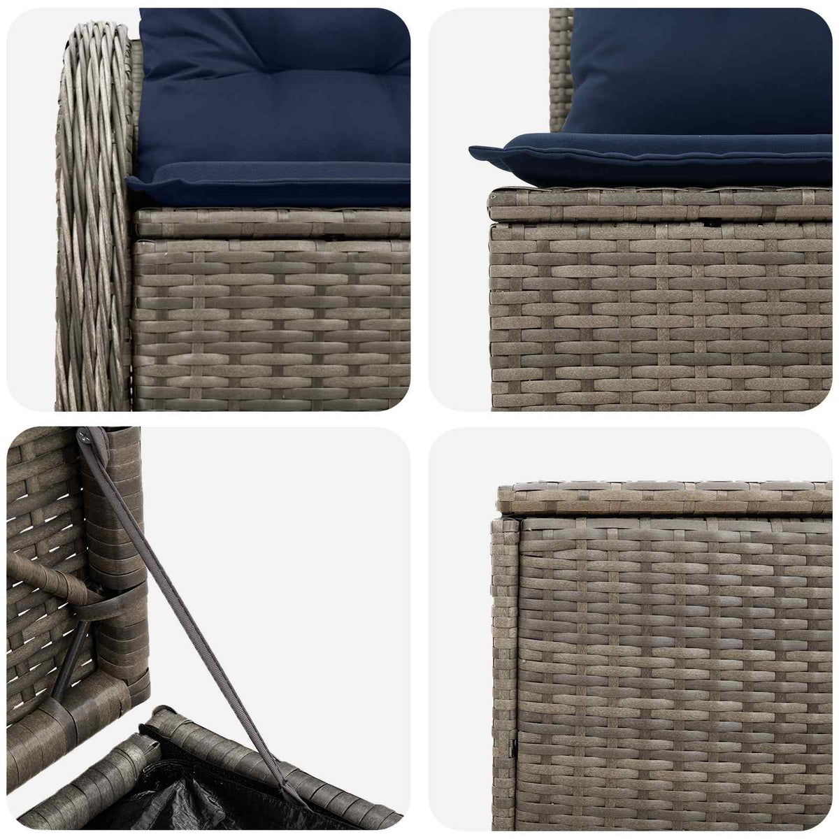 Set sofe 7 kom. Siva i tamnoplava 121 x 62 x 69 cm