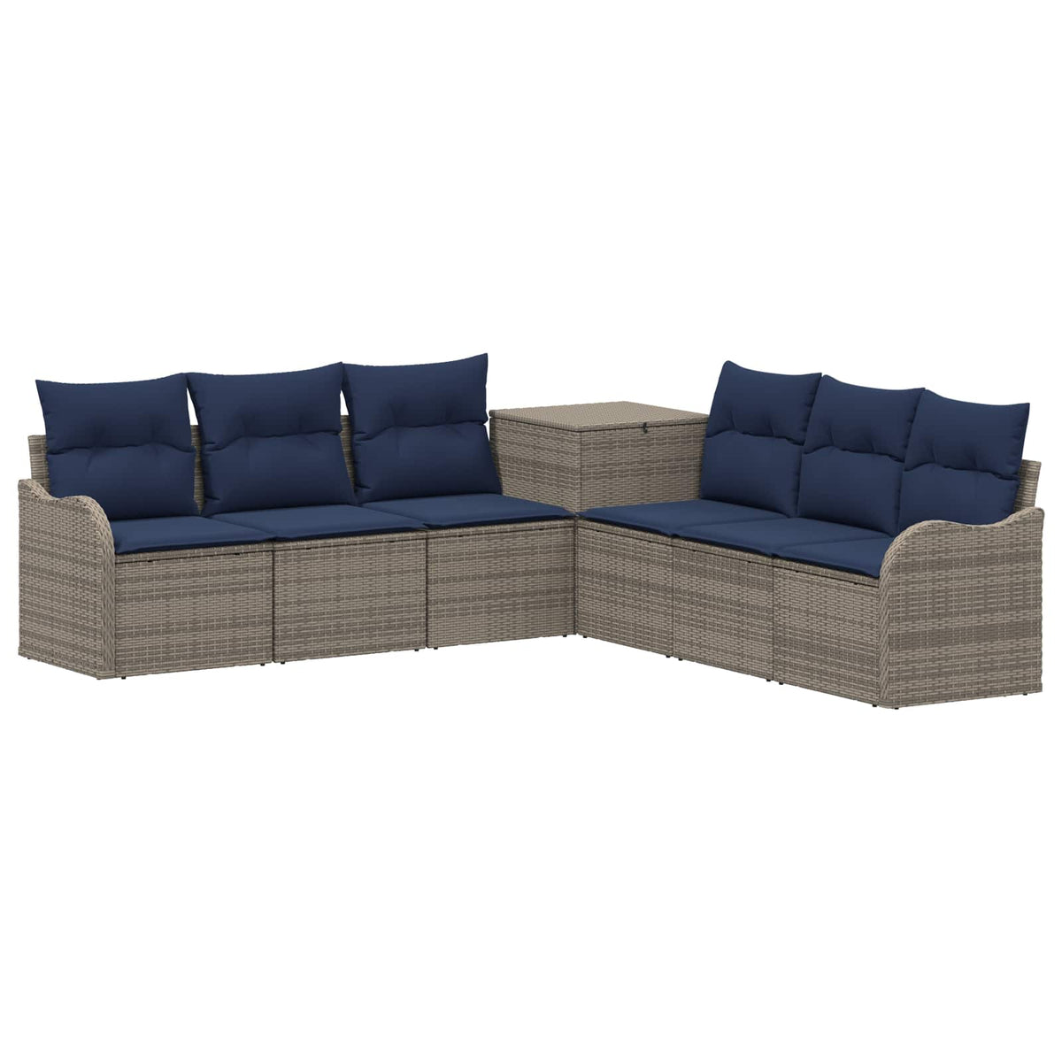 Set sofe 7 kom. Siva i tamnoplava 121 x 62 x 69 cm