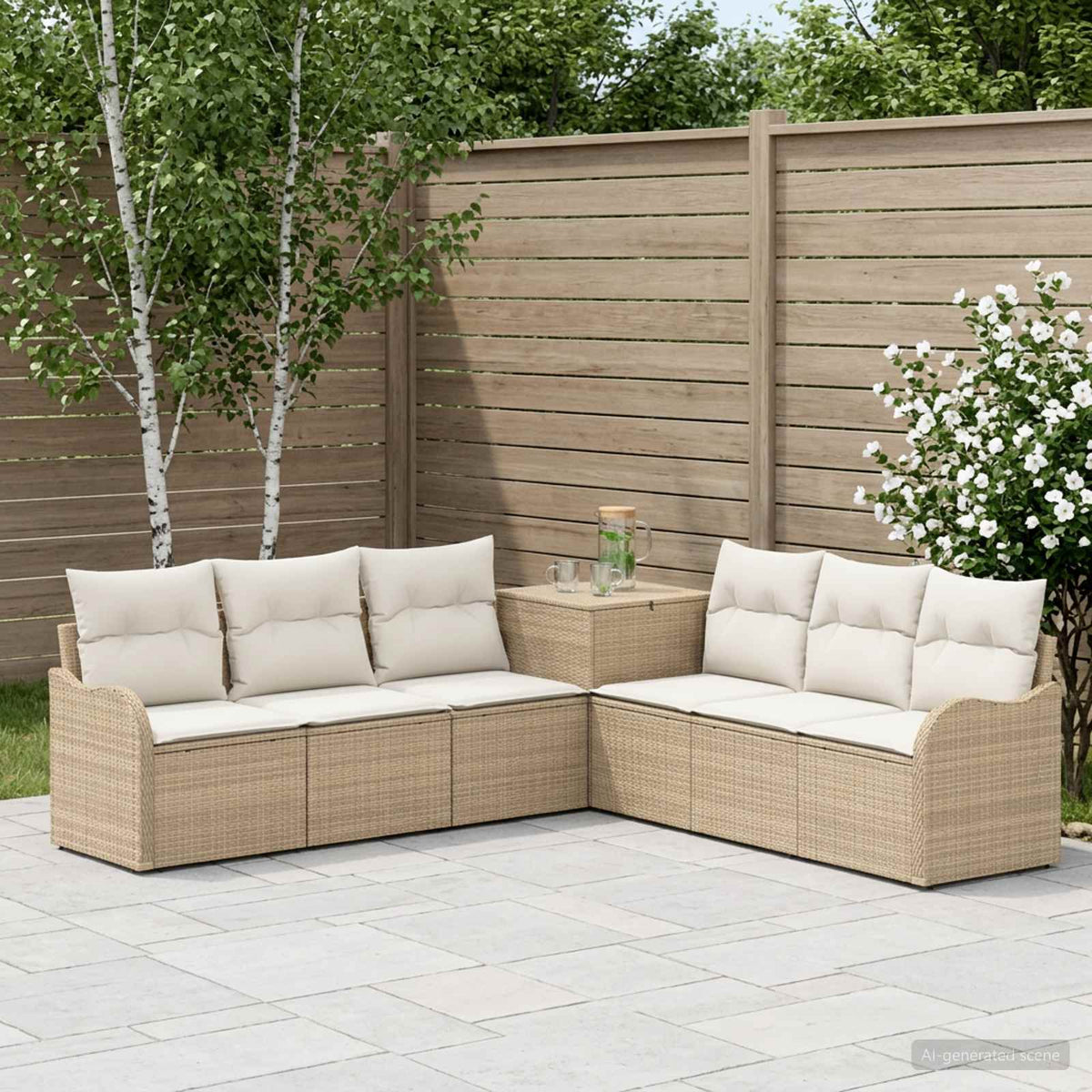 Set sofe 7 kom. Bež i krem bijela 121 x 62 x 69 cm
