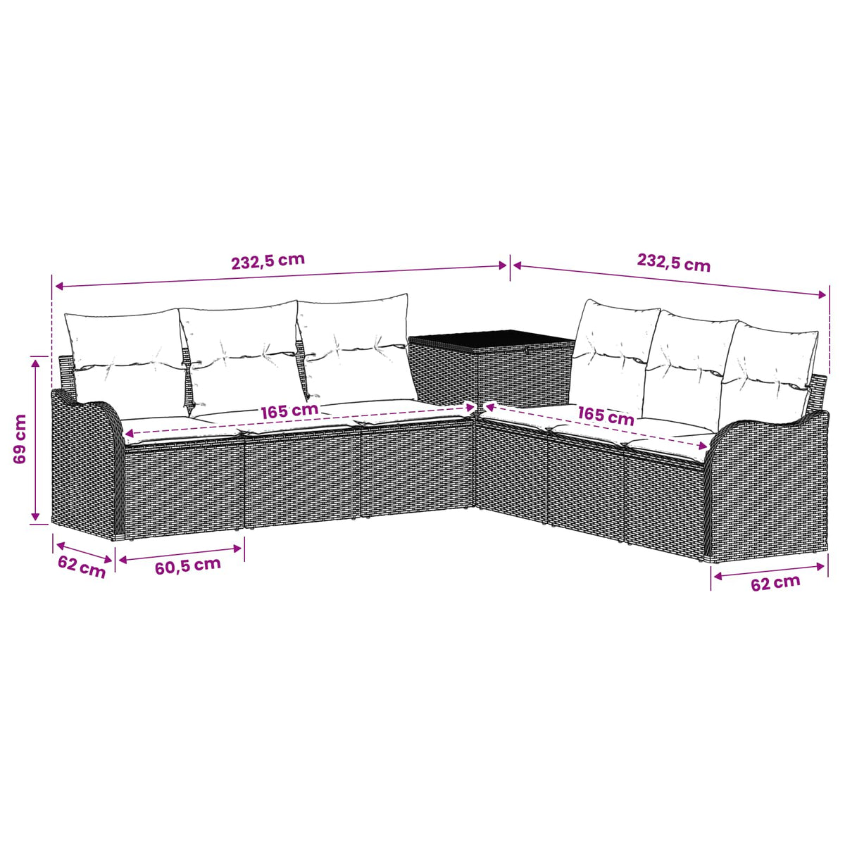 Set sofe 7 kom. Bež i krem bijela 121 x 62 x 69 cm